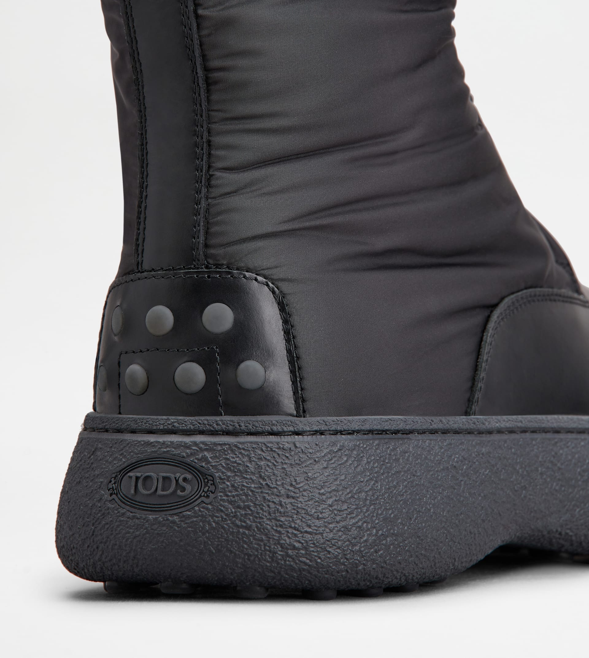 TOD'S W. G. LACE-UP ANKLE BOOTS IN LEATHER AND FABRIC - BLACK - 5