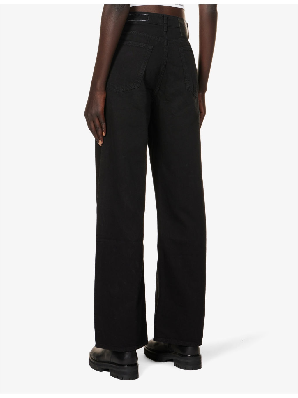 Logan wide-leg high-rise cotton-blend jeans - 4