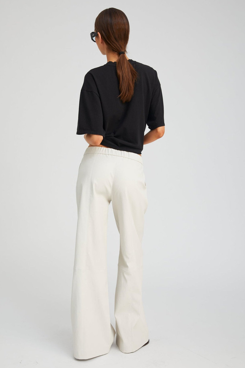 SHELL STRETCH LEATHER WIDE LEG TROUSERS 3
