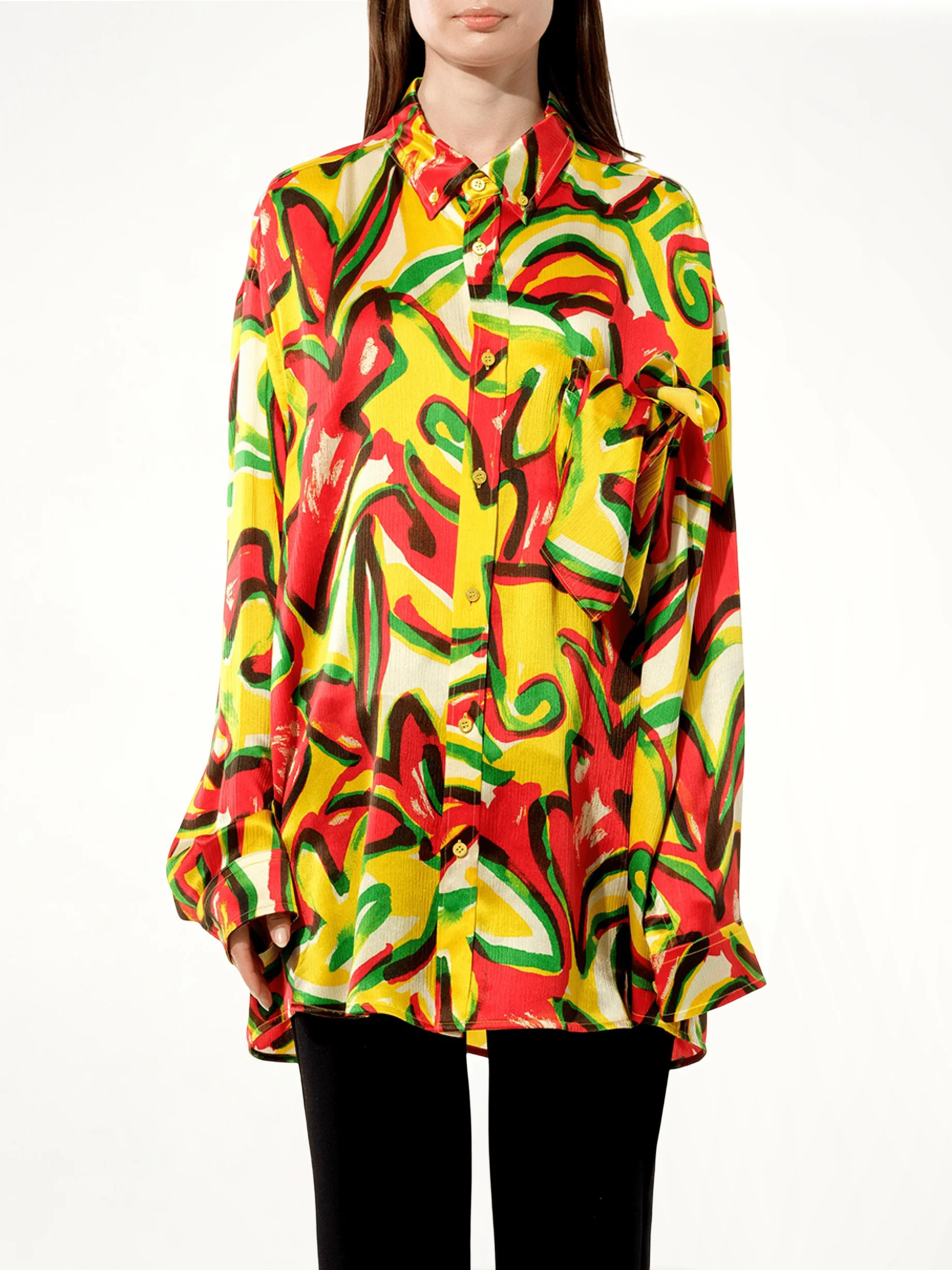 Scarf Flower Shirt in Red - 1