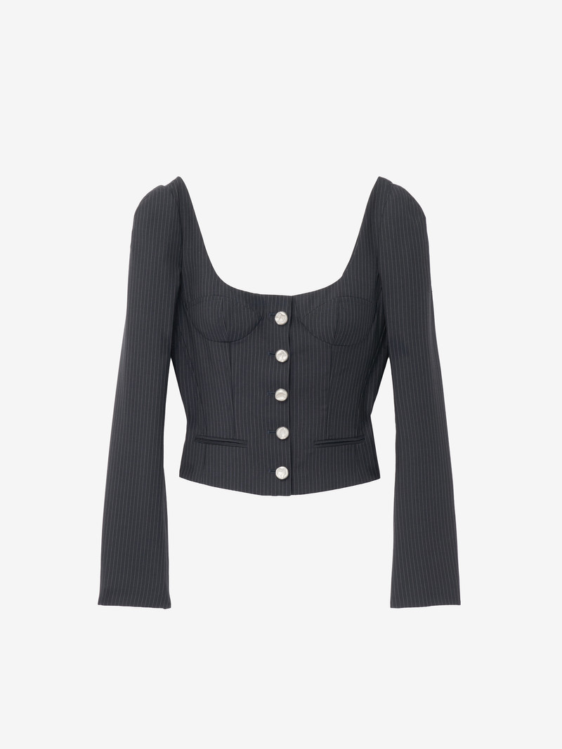 Alexander McQueen Pinstriped Fitted Jacket outlook