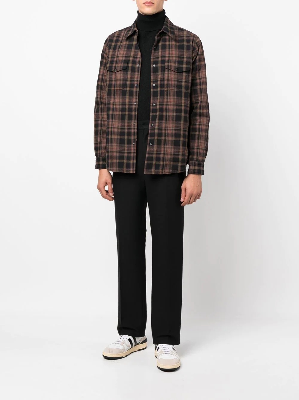 long-sleeve plaid shirt - 2
