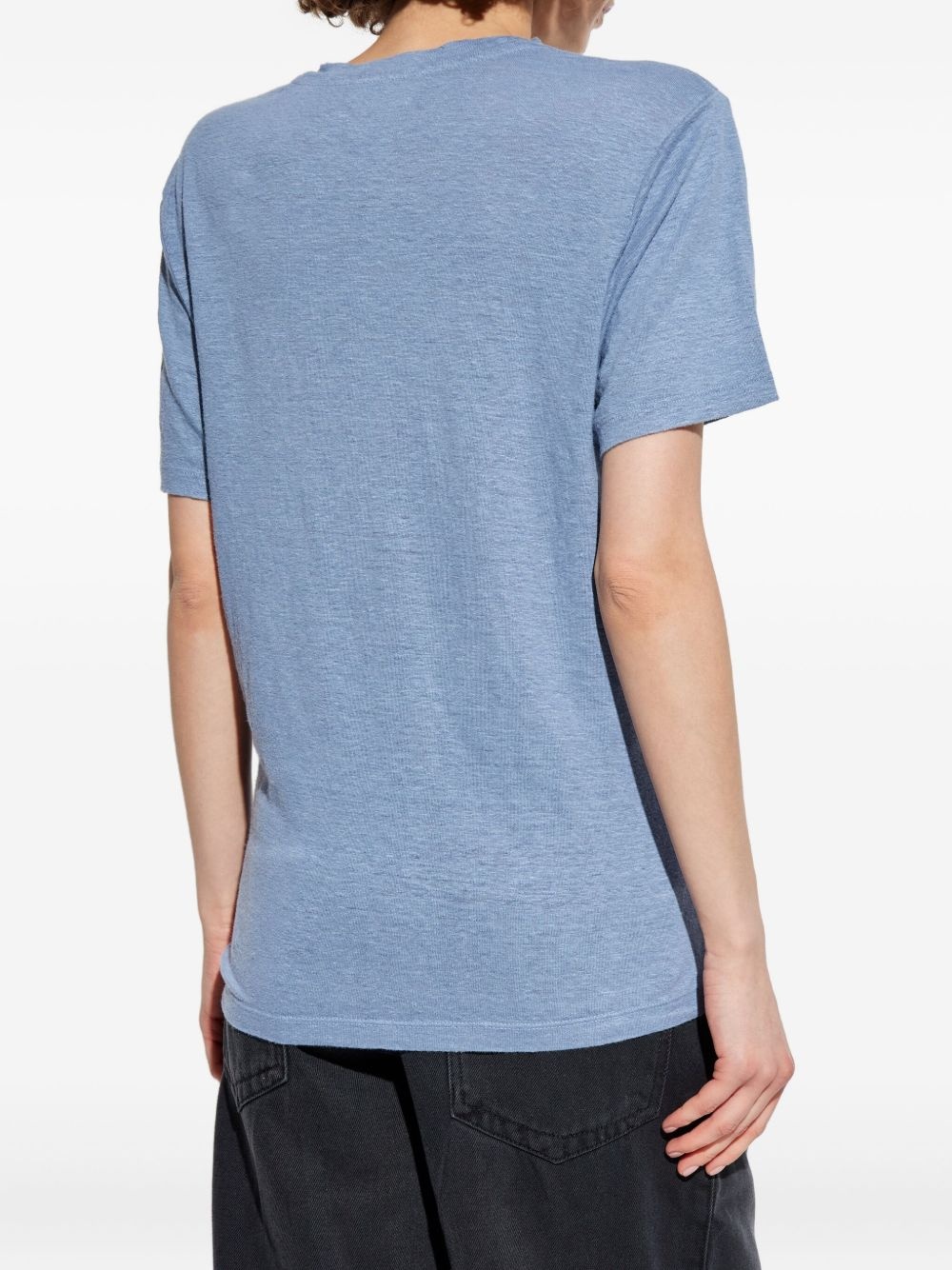 metallic-logo linen t-shirt - 4