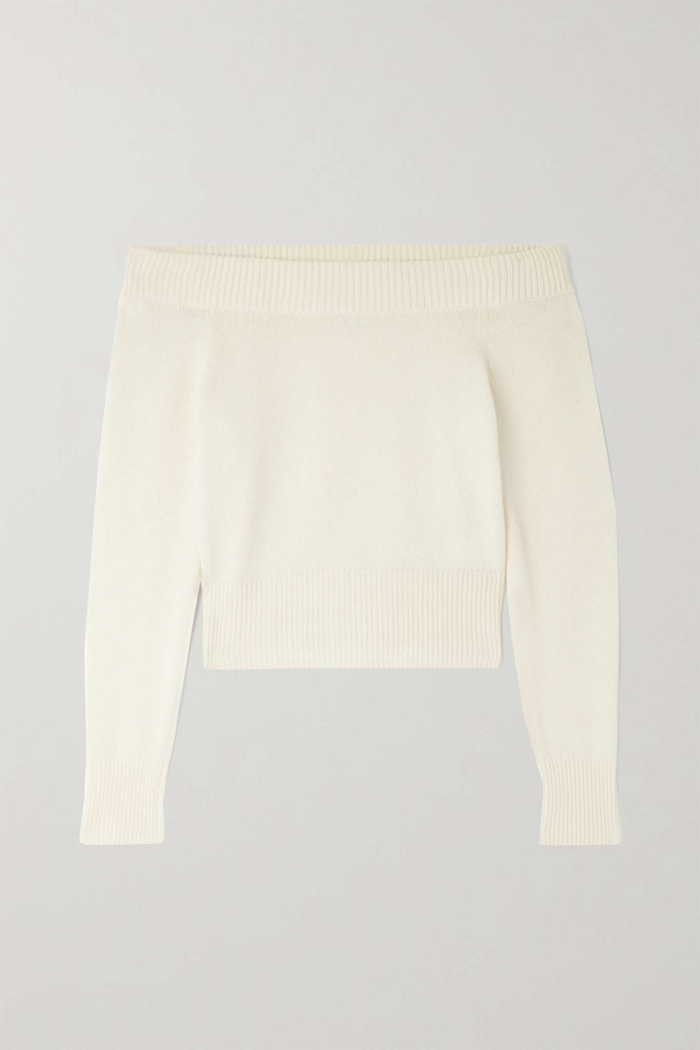 Off-the-shoulder wool and cashmere-blend sweater - 1