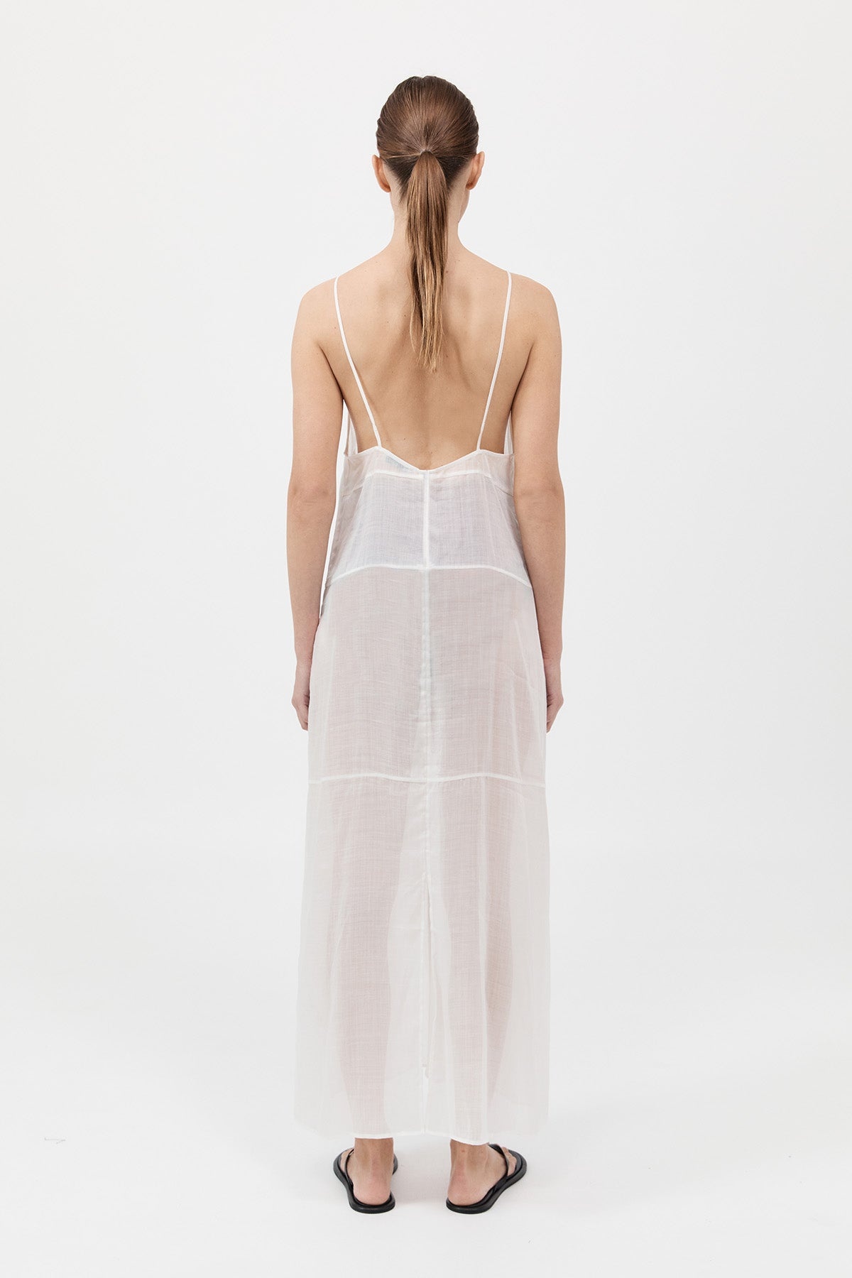Semi Sheer Patchwork Dress - Salt - 5