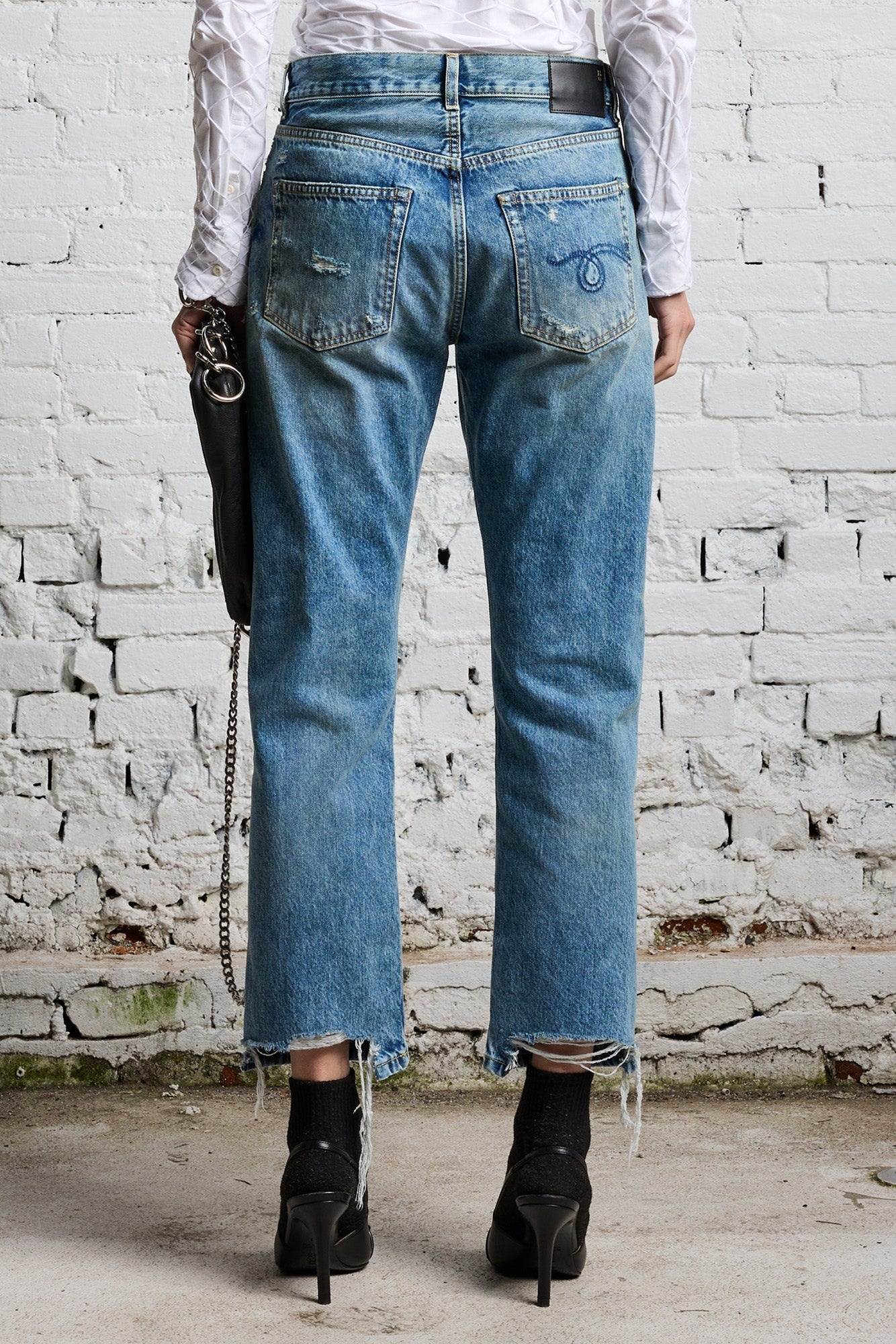 Boyfriend Jean- Bain with Rips | R13 - 7
