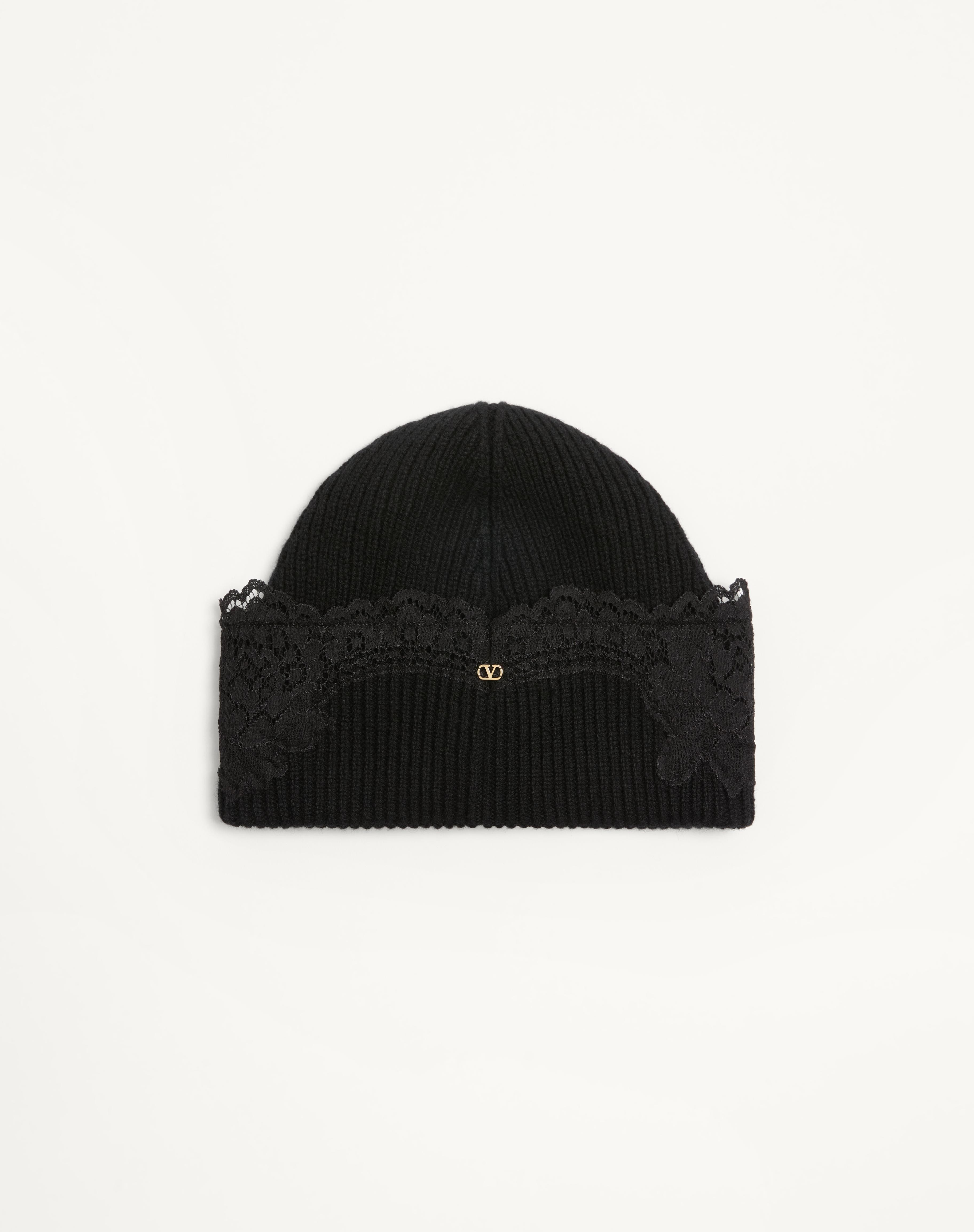 VLOGO SIGNATURE CASHMERE AND LACE BEANIE - 3