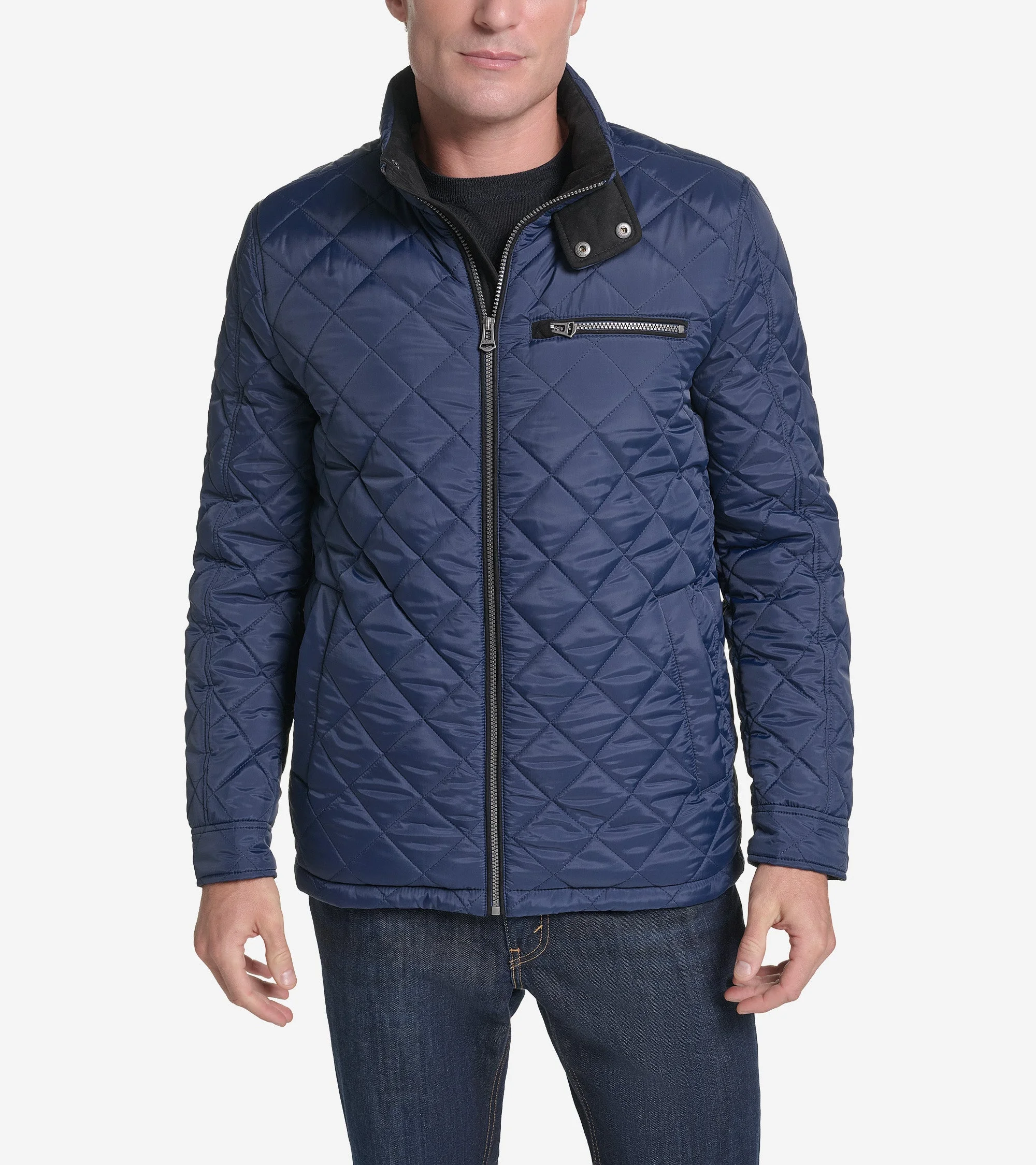 Men's Faux Suede Quilted Jacket - 1