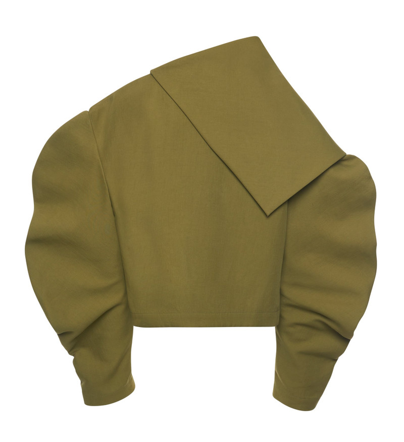 DRAPED COLLAR TOP KHAKI GREEN 10