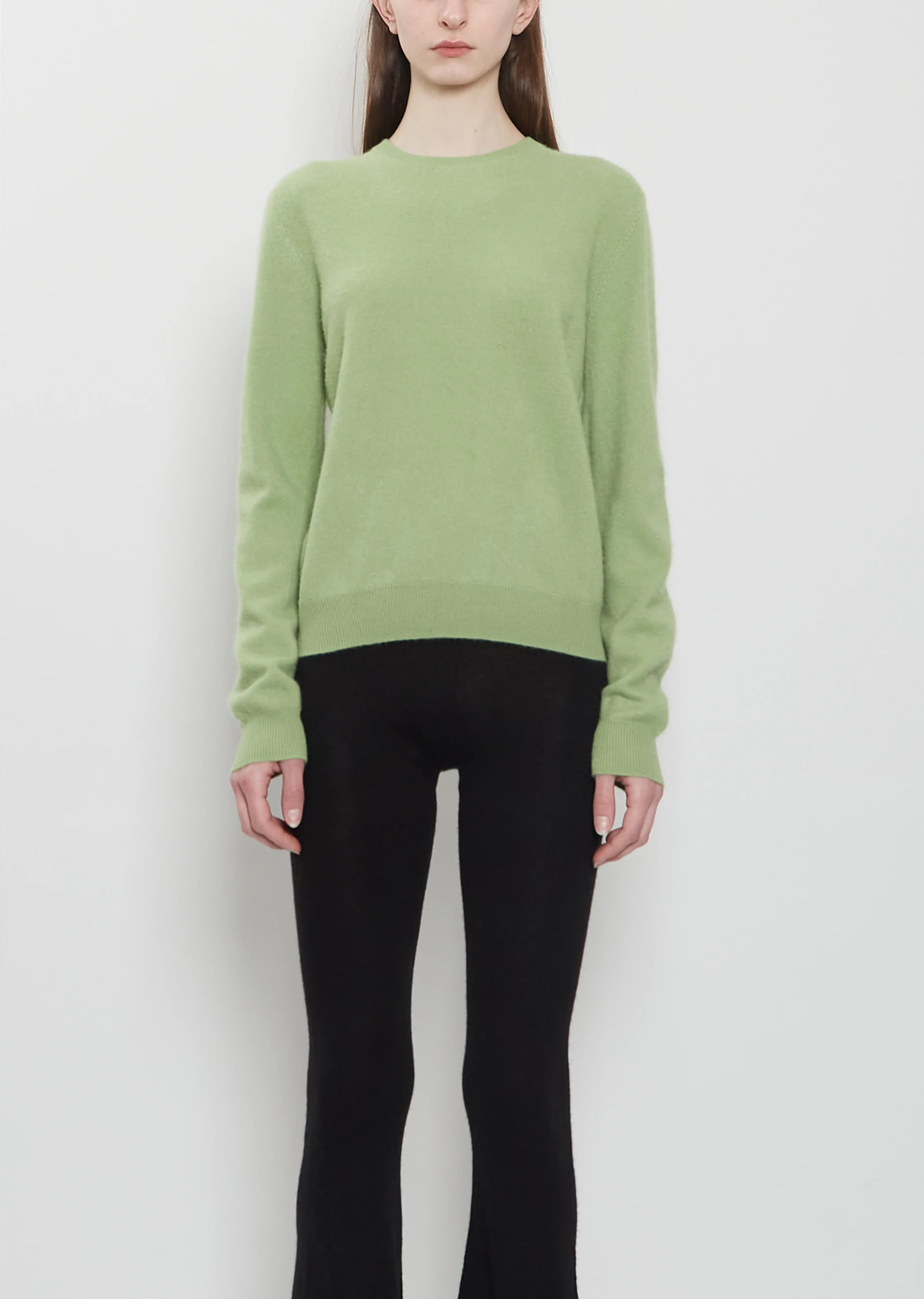 Mini R-Neck Cashmere Sweater Mono — Green - 1
