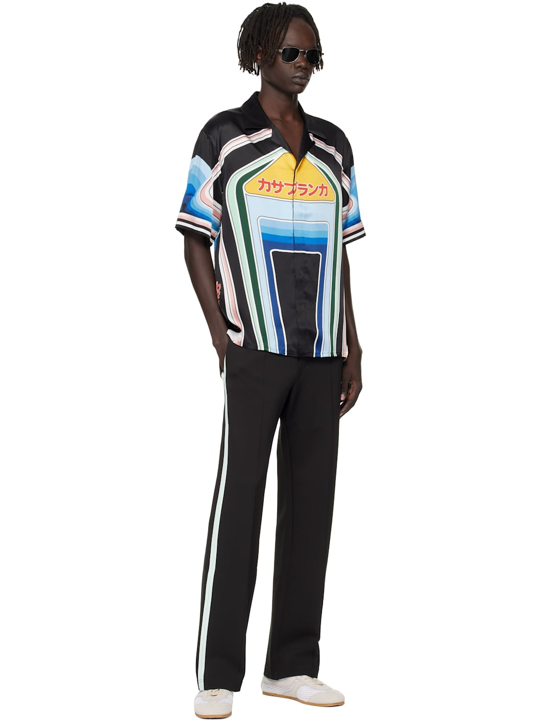 Multicolor Graphic Mountain Short Sleeve Silk Shirt - 4