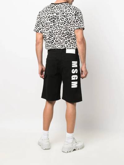 MSGM logo-print denim shorts outlook