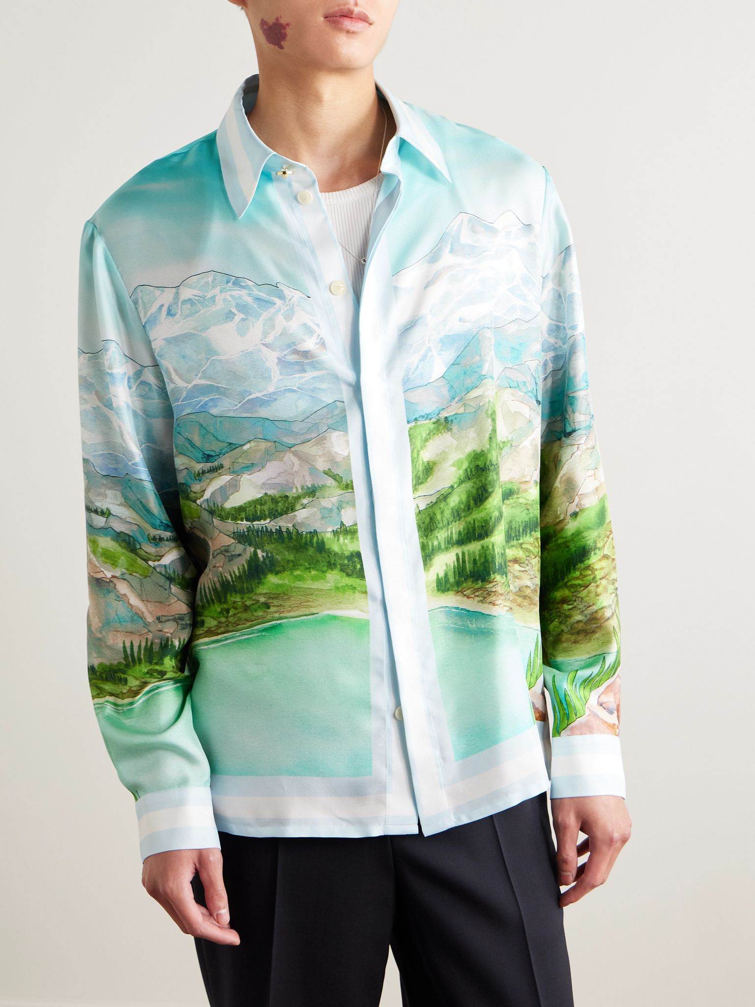 Dalmatian A La Montagne Printed Silk-Twill Shirt Blue - 3