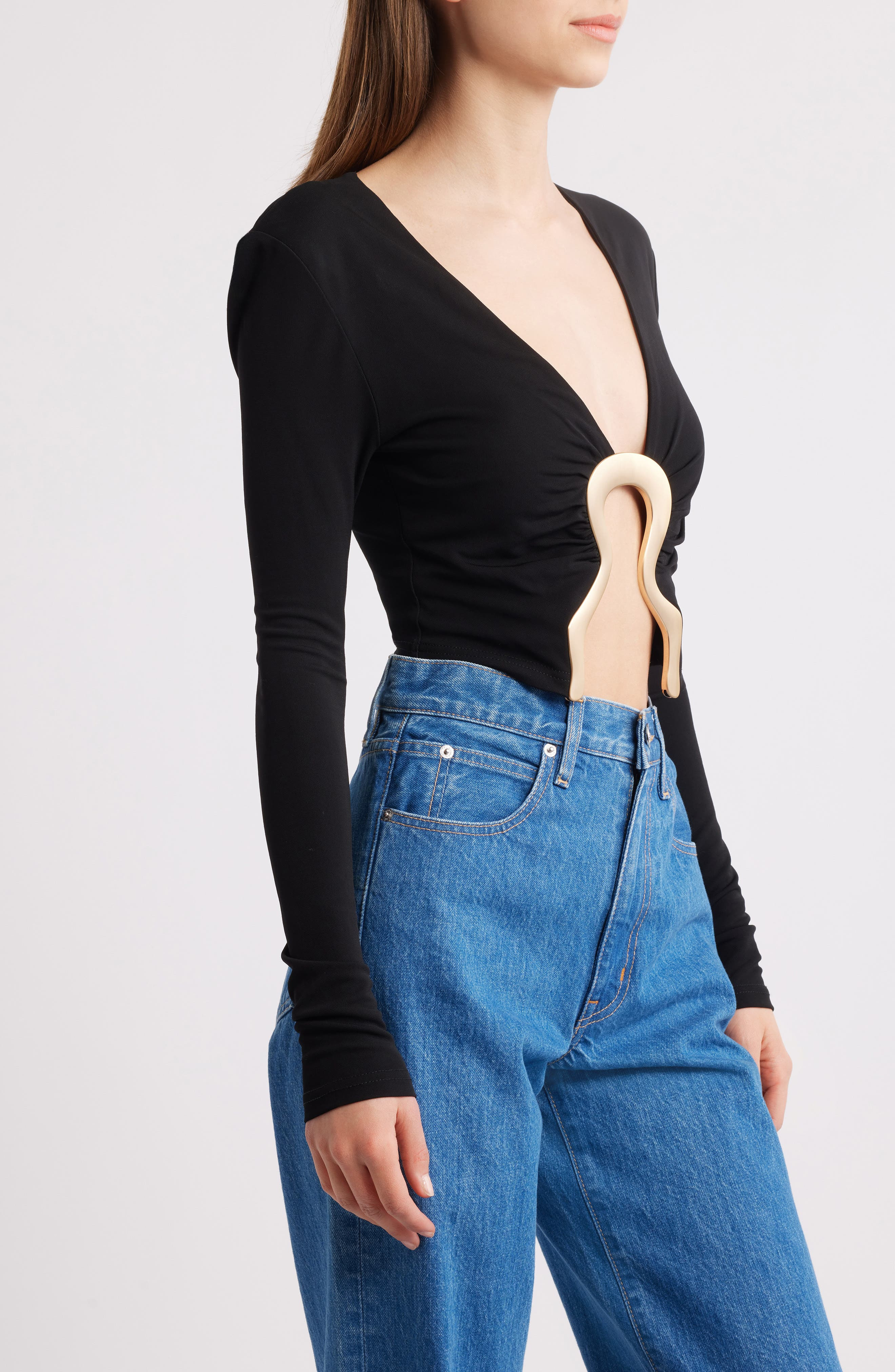 Cult Gaia Laia Embellished Cutout Crop Top in Black at Nordstrom - 3