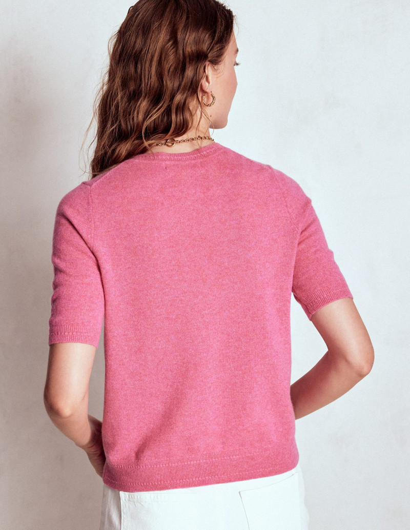 Eva Cashmere T-Shirt-Rose Pink Melange 3