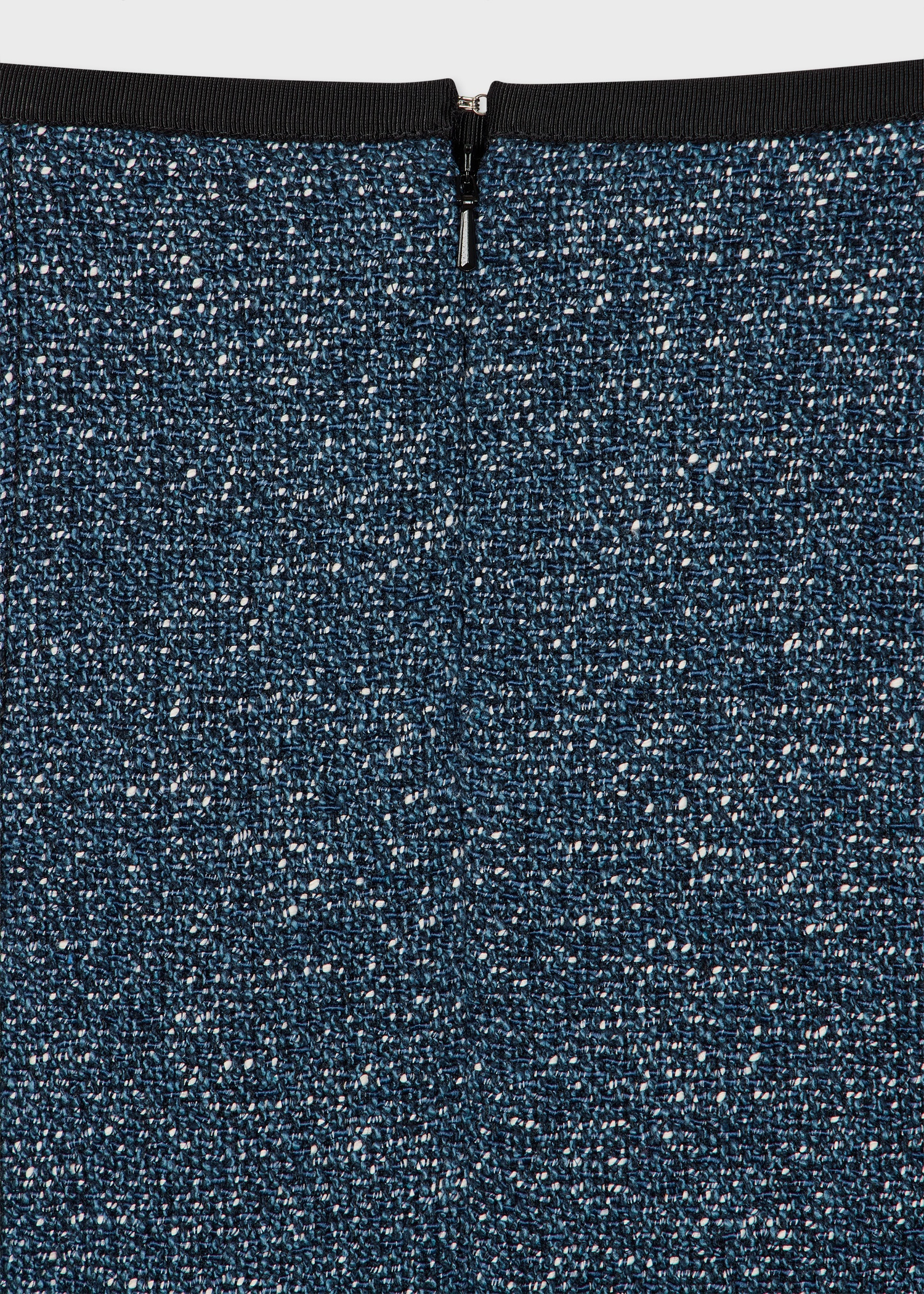 Women's Blue Cotton-Blend Tweed Skirt - 2