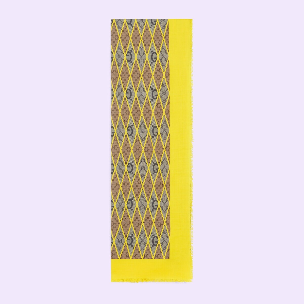Silk wool GG rhombus scarf - 1