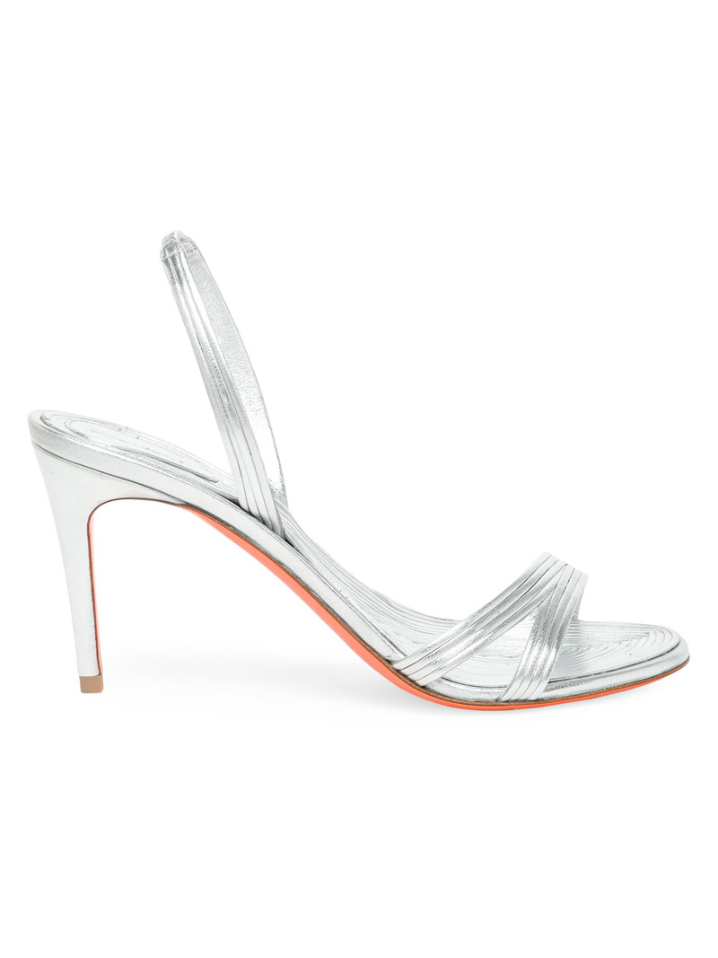Women's Serpenti 90MM Metallic Leather Slingback Sandals - Silver 1