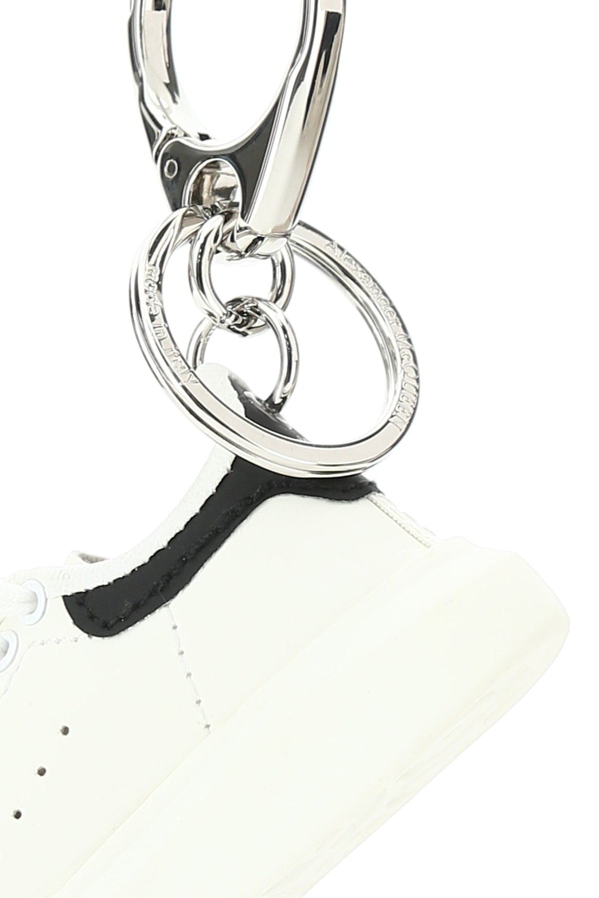 Alexander Mcqueen Men White Leather Key Ring - 3