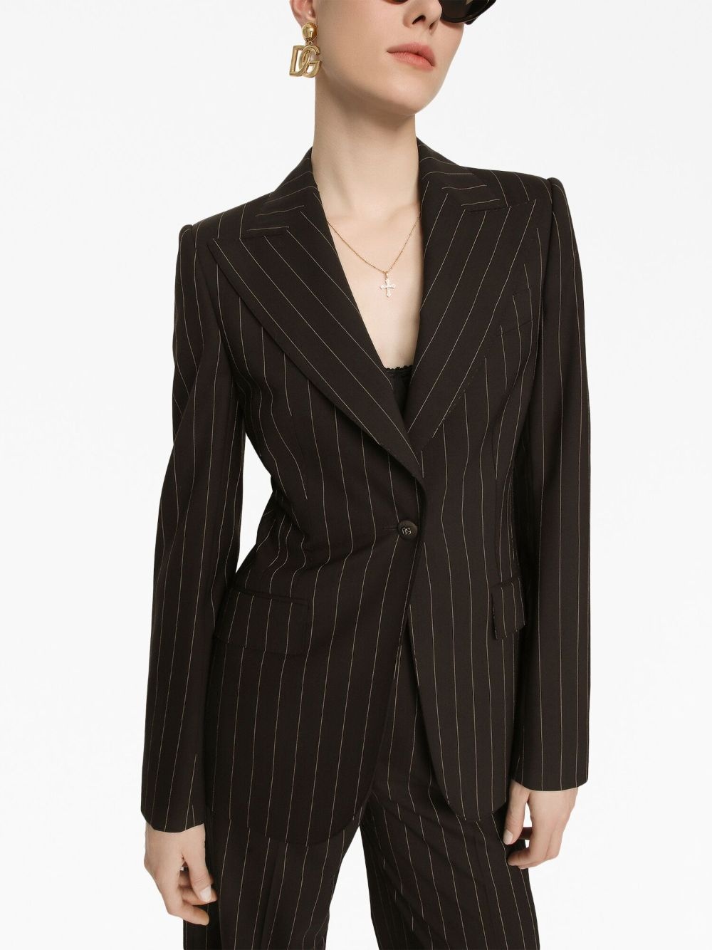 single-breasted striped blazer - 5