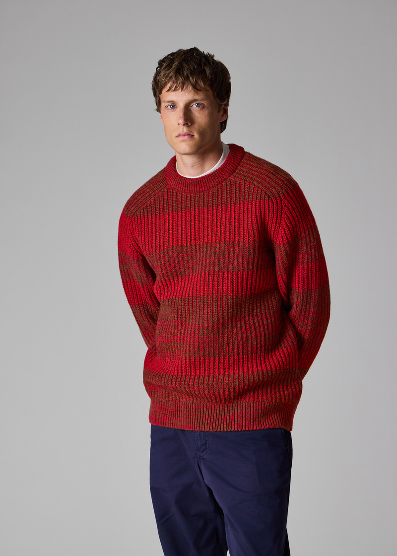 Paul Smith loves Barbour - Rosette Red Saddle Crew Neck Sweater 5