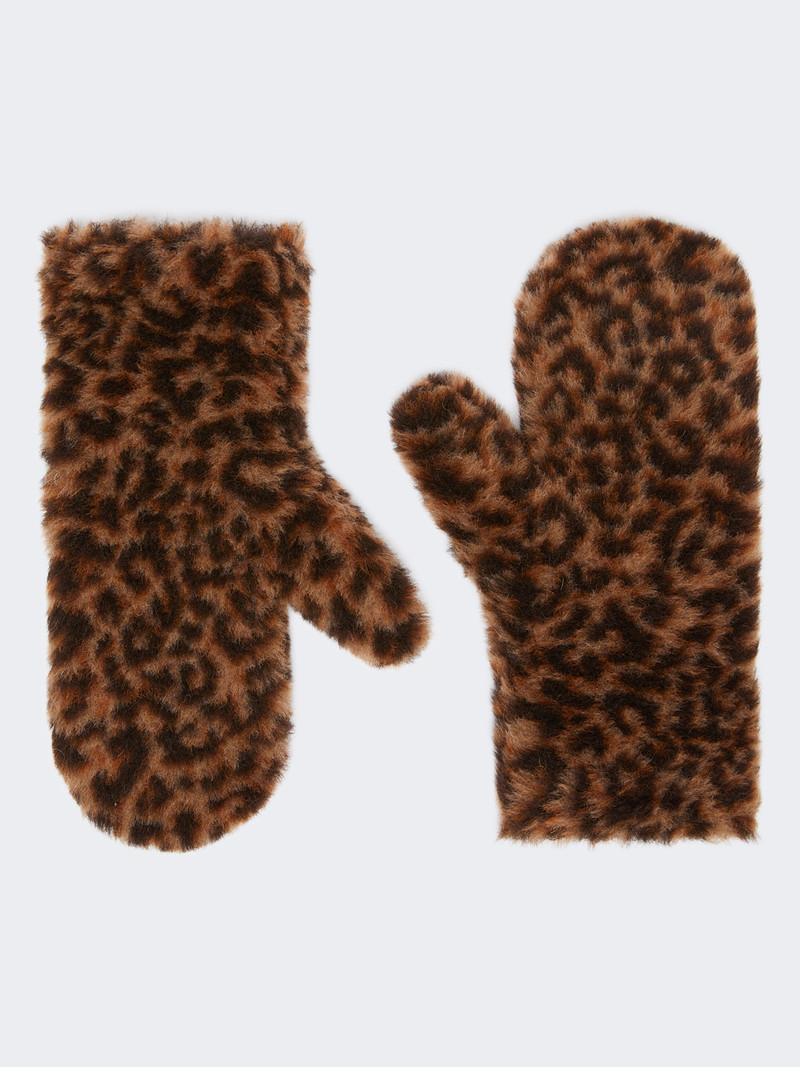 OMBRATO10 Mittens in jacquard-knit alpaca and wool Teddy fabric 1