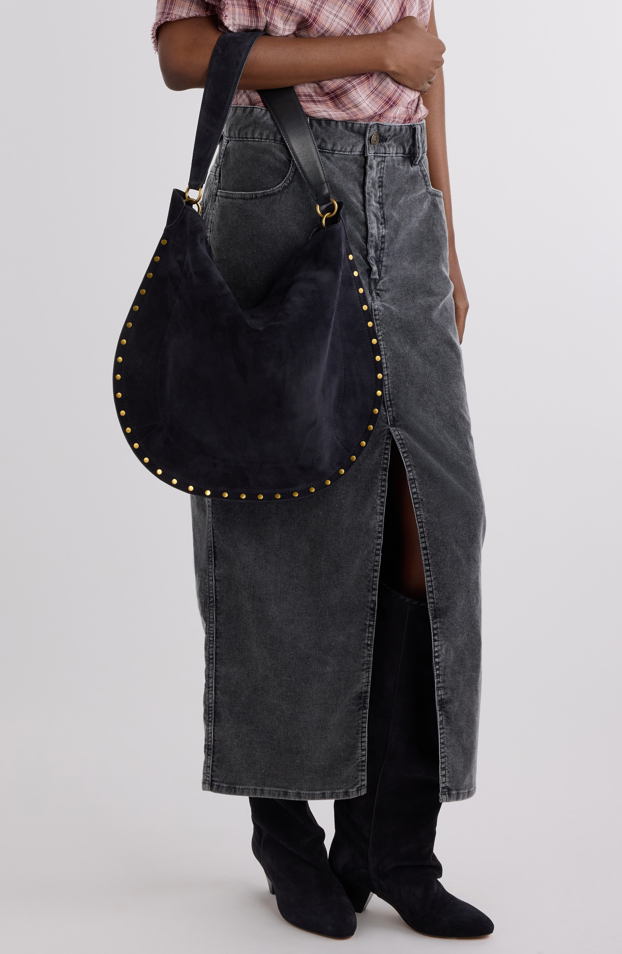 Isabel Marant Oskan Suede Hobo Bag in Black Midnight at Nordstrom - 2