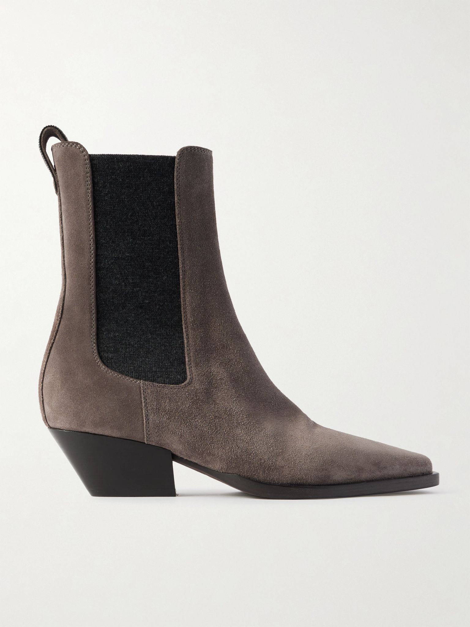 Bead-embellished suede Chelsea boots Brown - 1