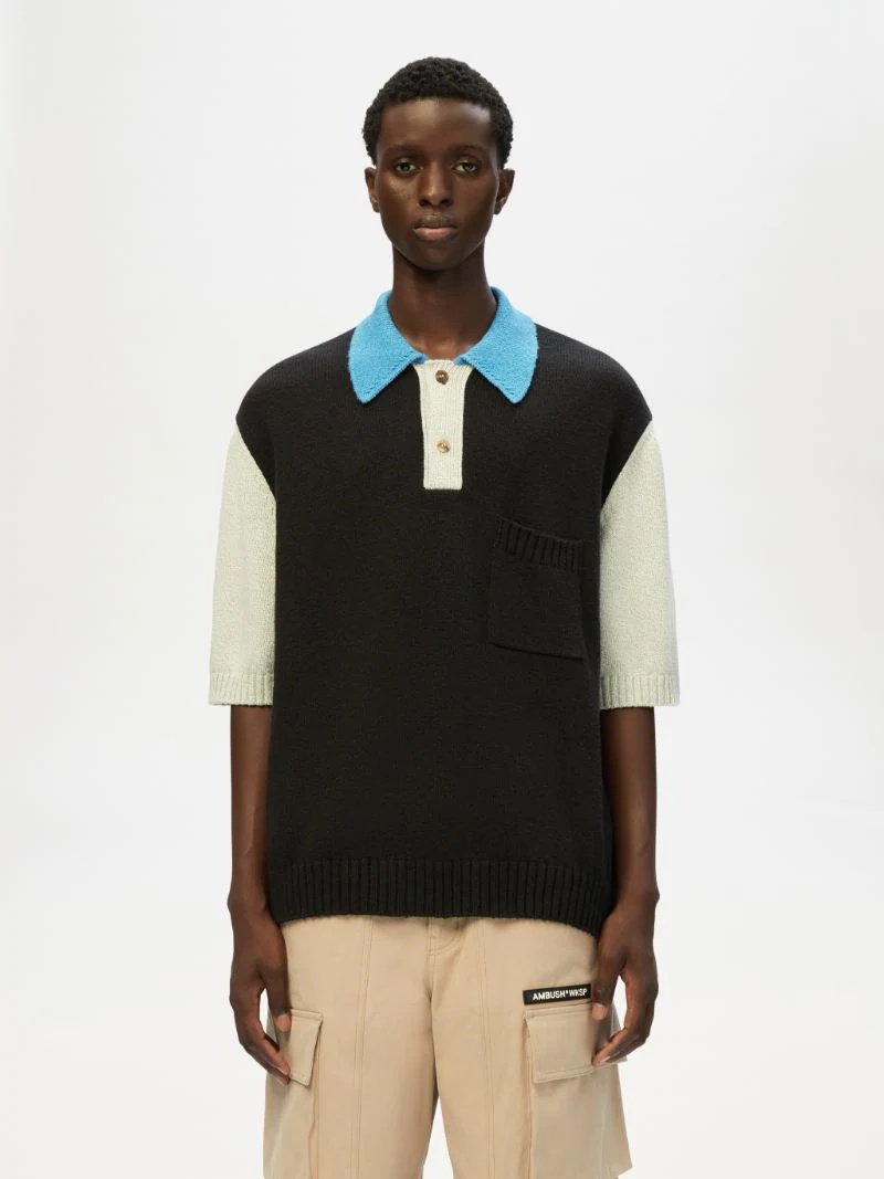 PANELLED KNIT POLO - 3