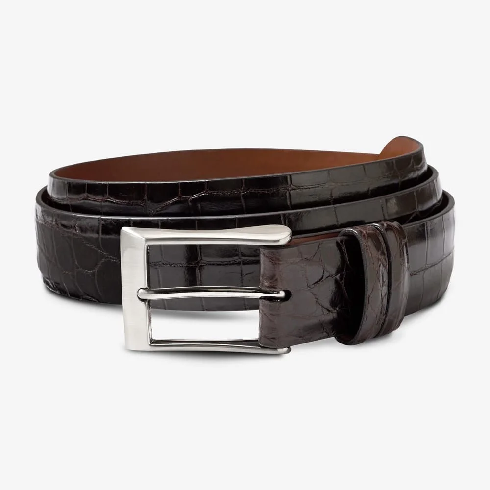 Genuine Crocodile Dress Belt - 1