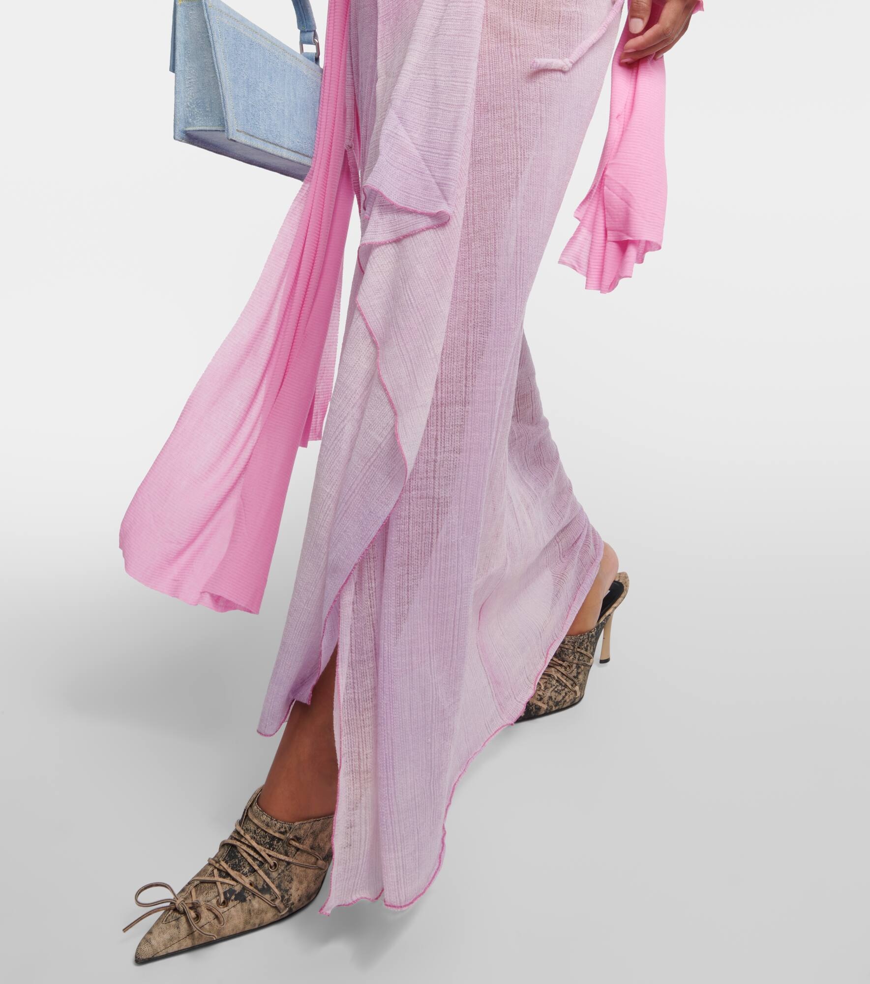 Wrap wool-blend maxi skirt - 5