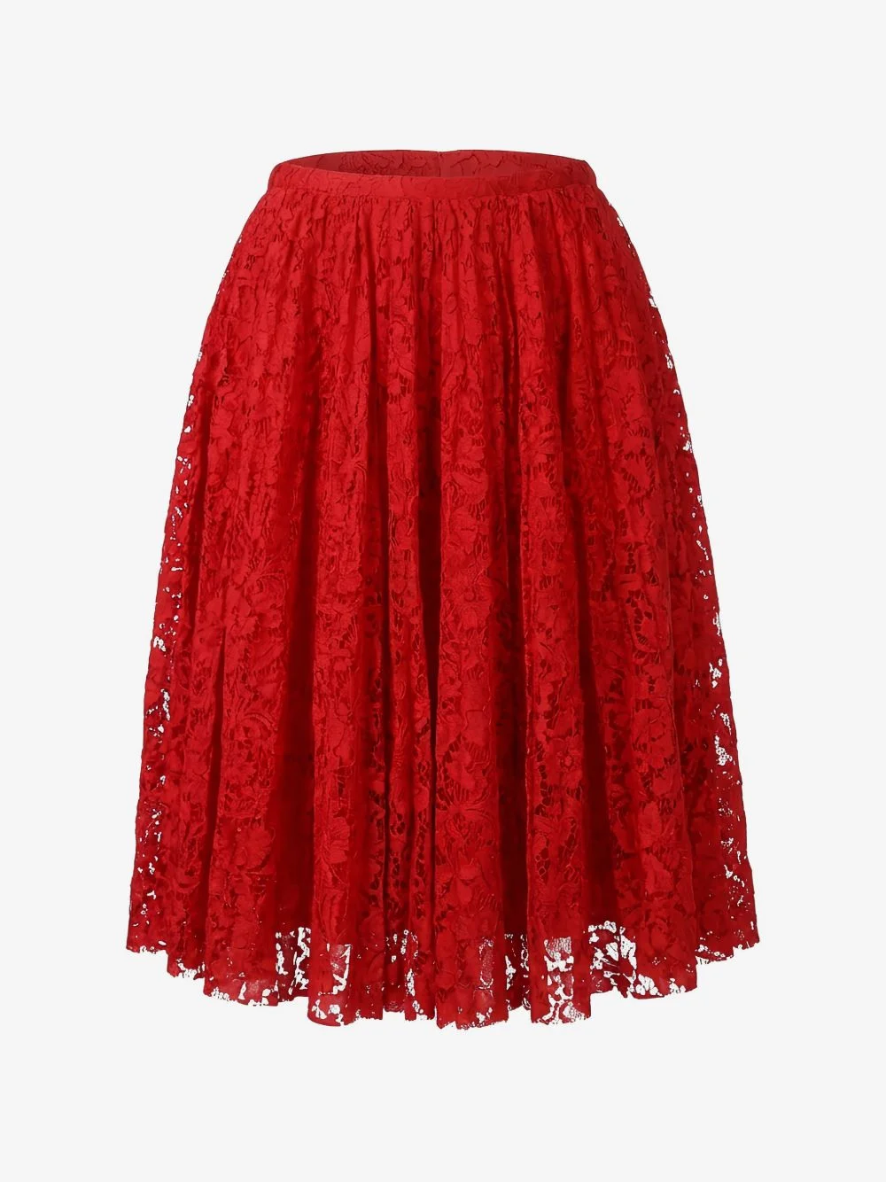 floral-lace pleated midi skirt - 1