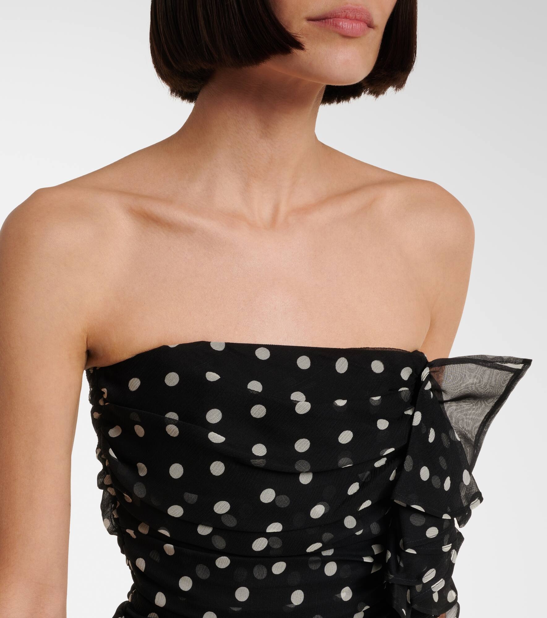 Polka-dot silk chiffon minidress - 4