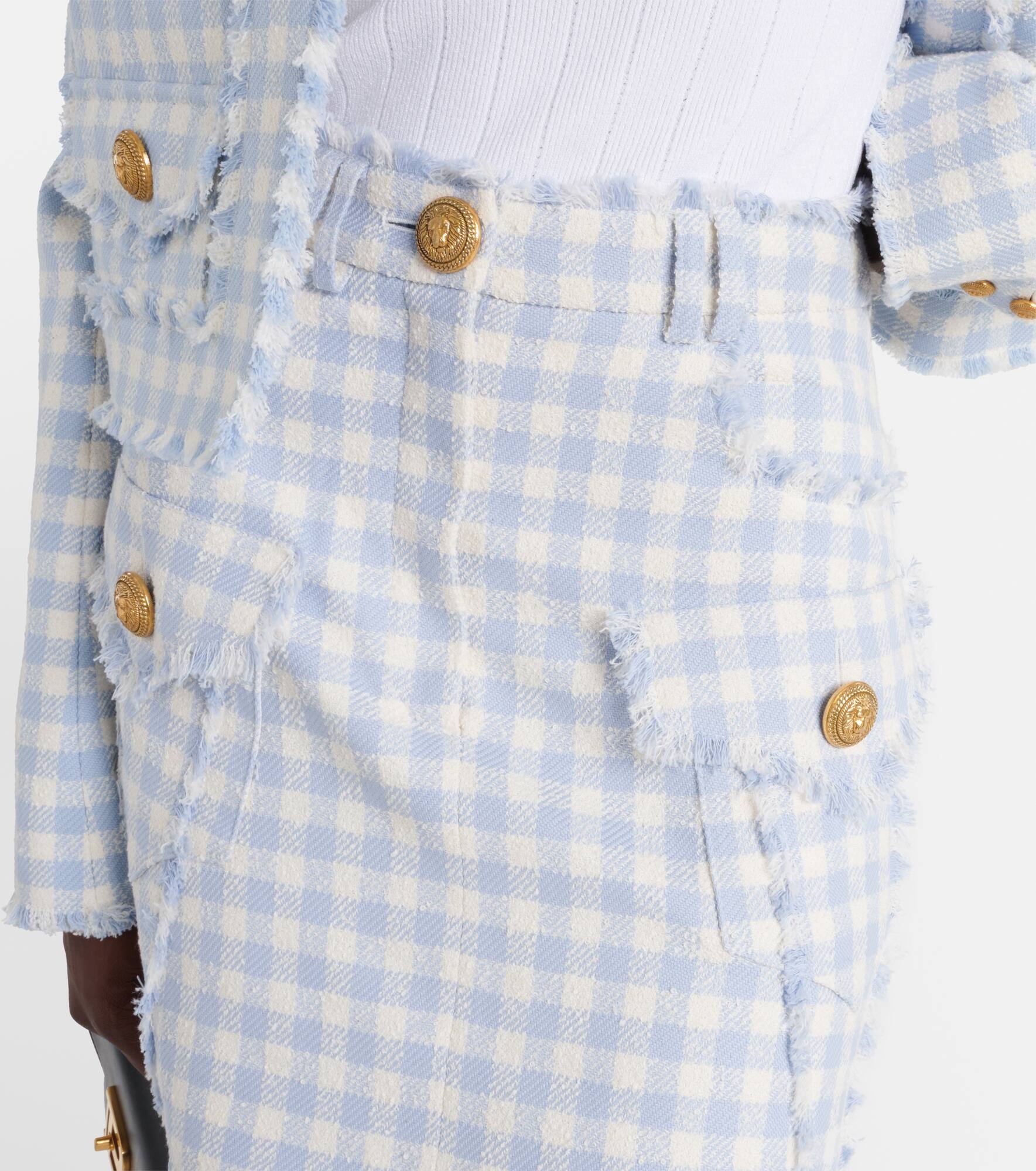 Checked cotton-blend tweed miniskirt - 4