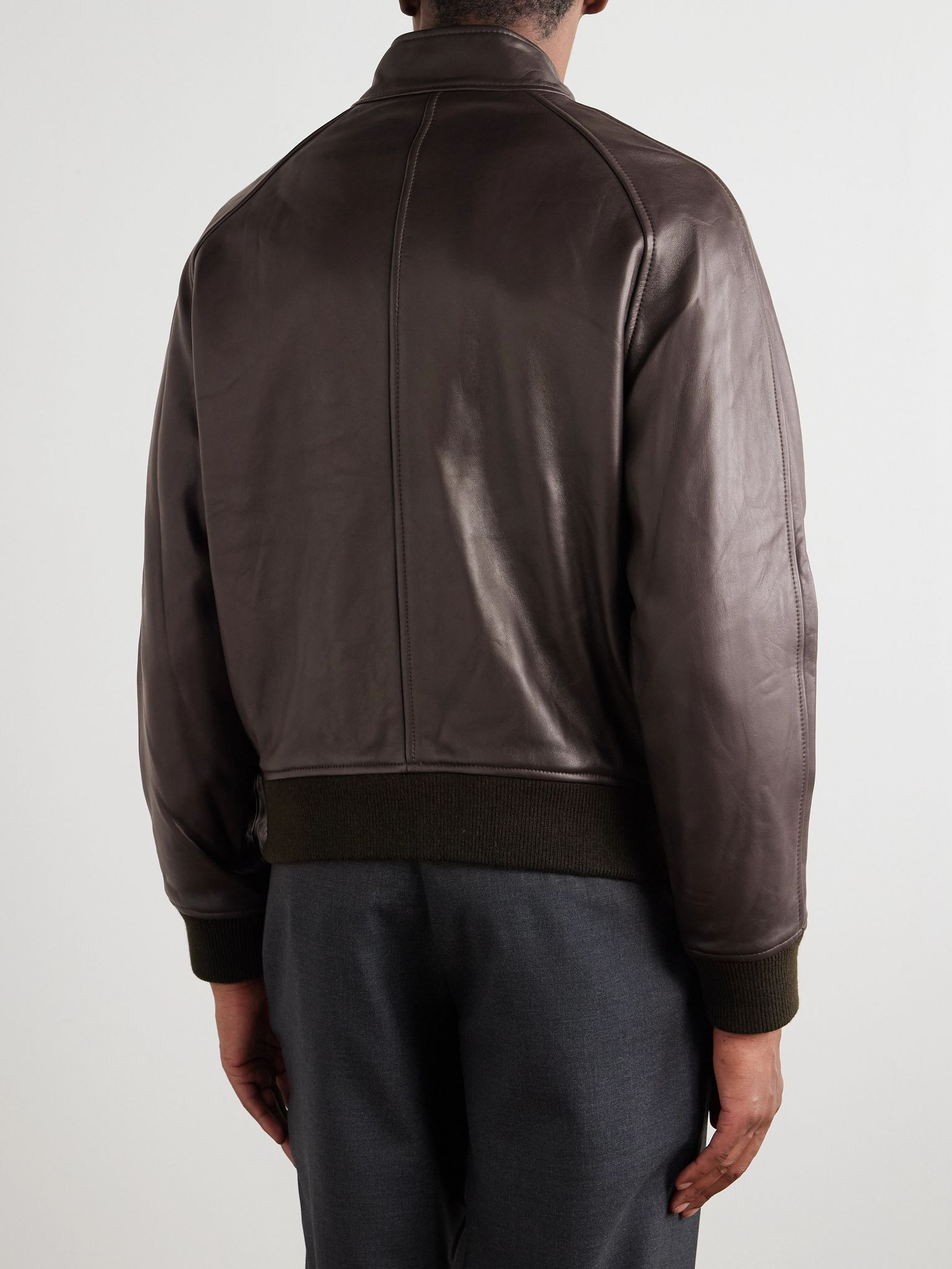 Craig Leather Bomber Jacket Brown - 4