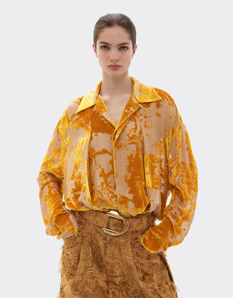 Silk velvet shirt with dévoré print 4