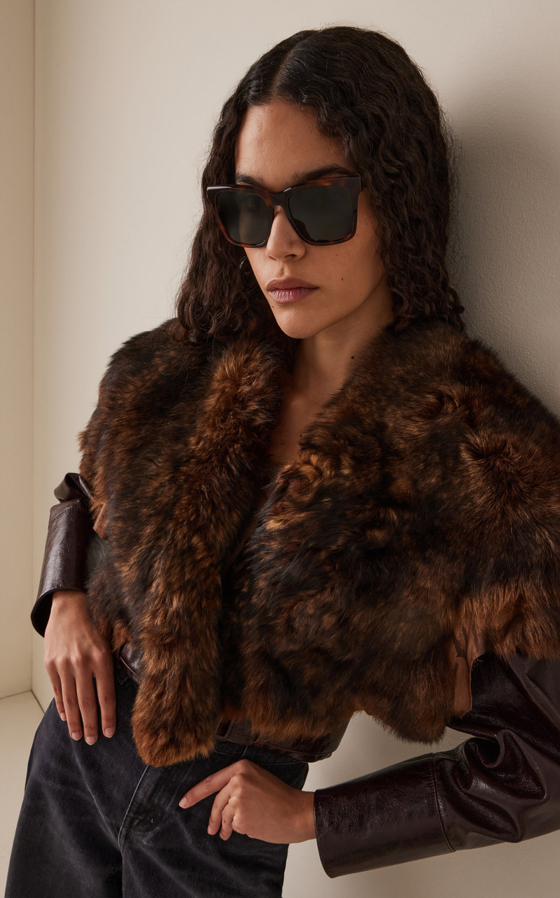 SAINT LAURENT Square-Frame Acetate Sunglasses brown outlook