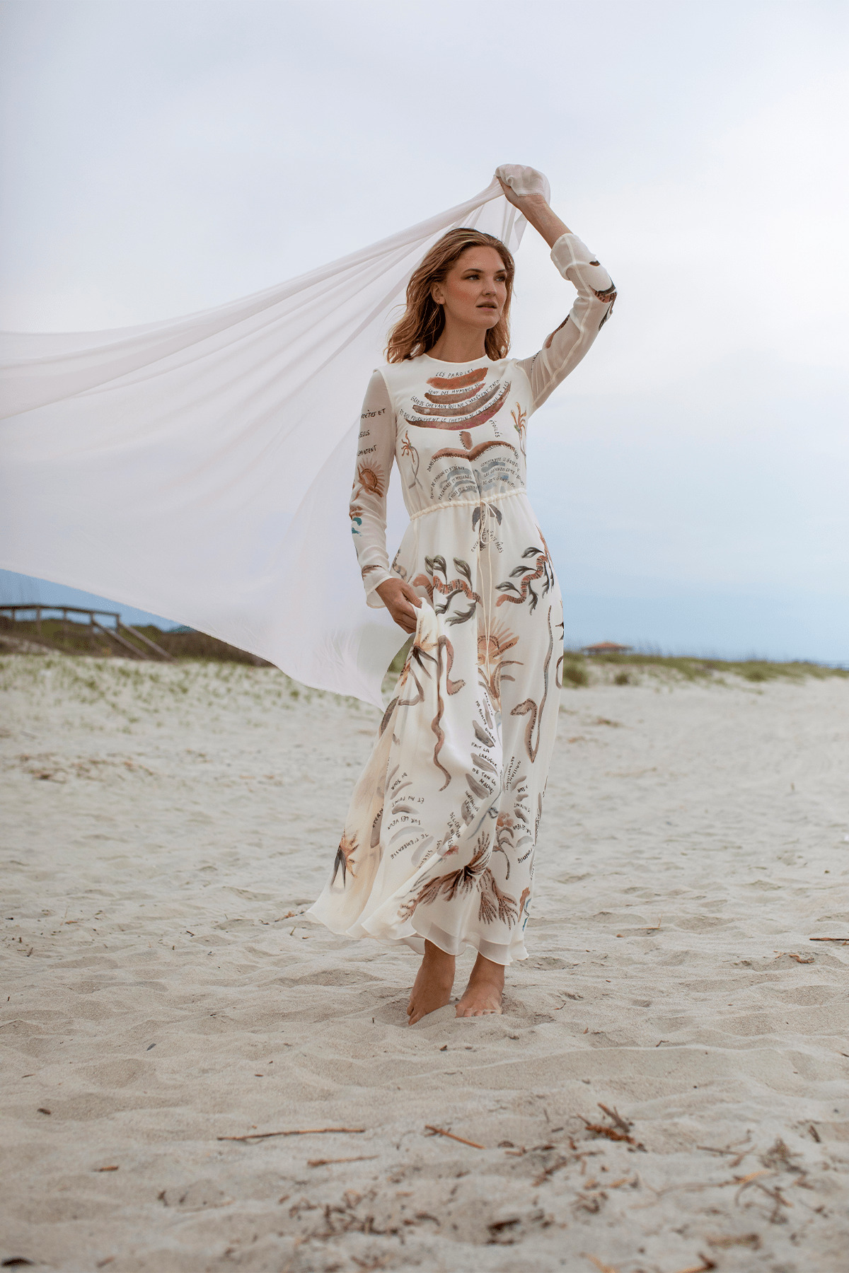 Sybbeline Dress in Ivory Figurative Tattoo - 7