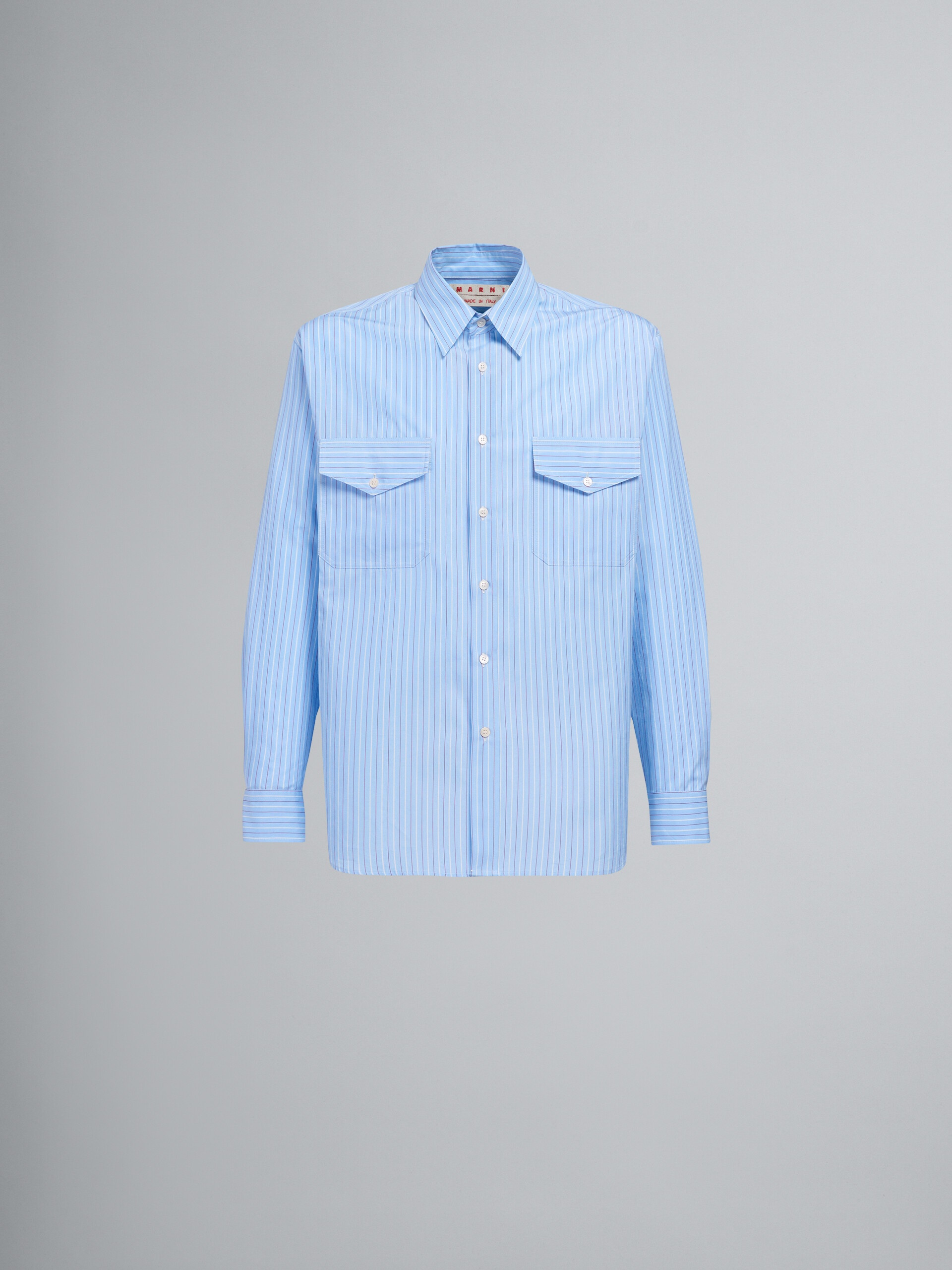 SKY BLUE STRIPED POPLIN SHIRT - 1