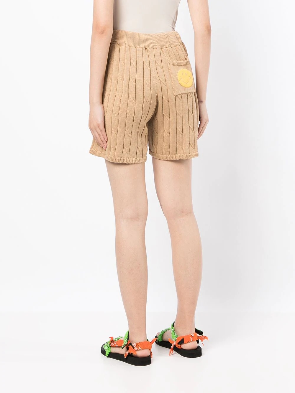 drawstring cable-knit shorts - 4