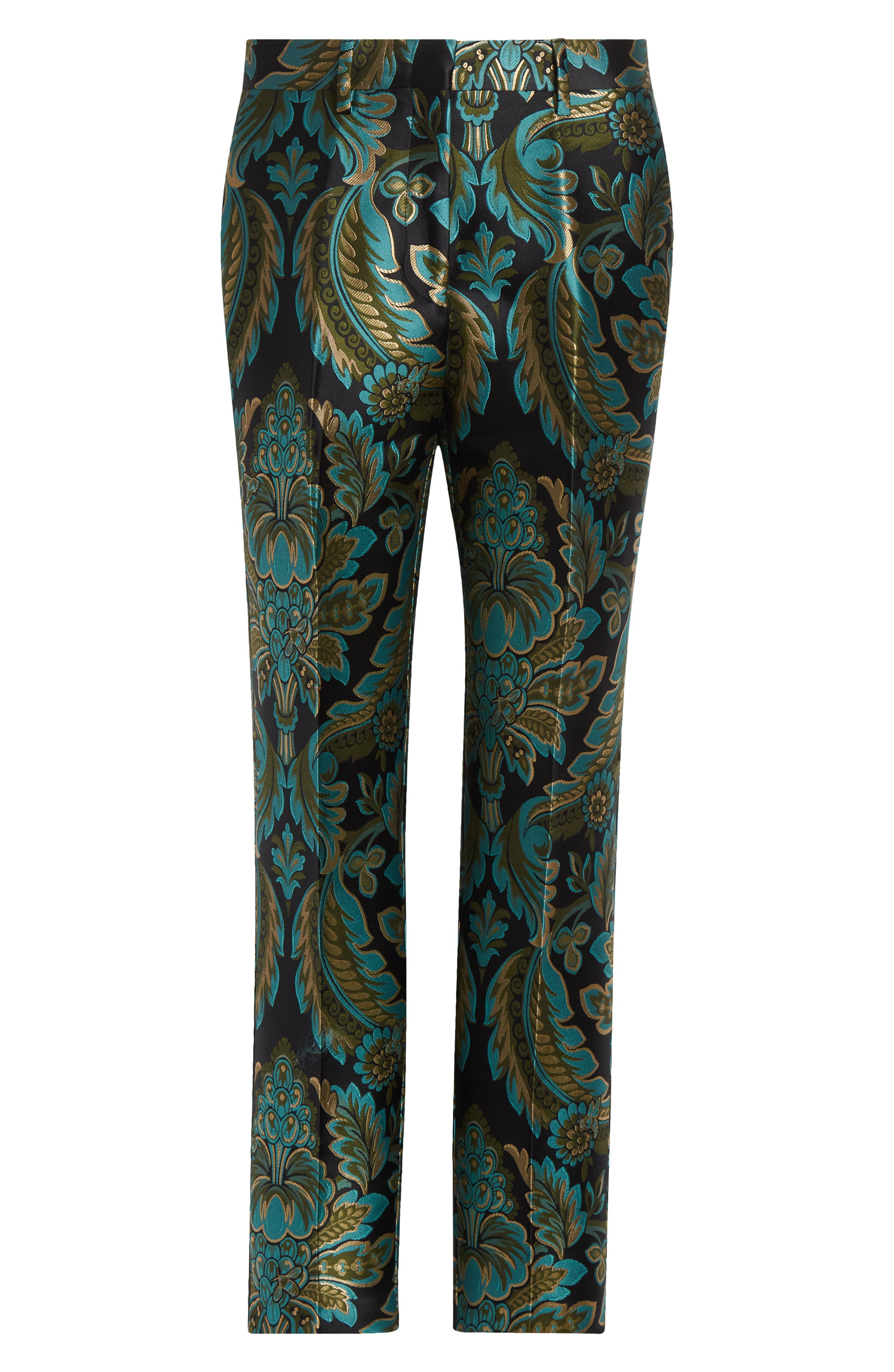 Etro Capitol Paisley Jacquard Trousers in Black/Green/Turquoise Multi at Nordstrom - 6