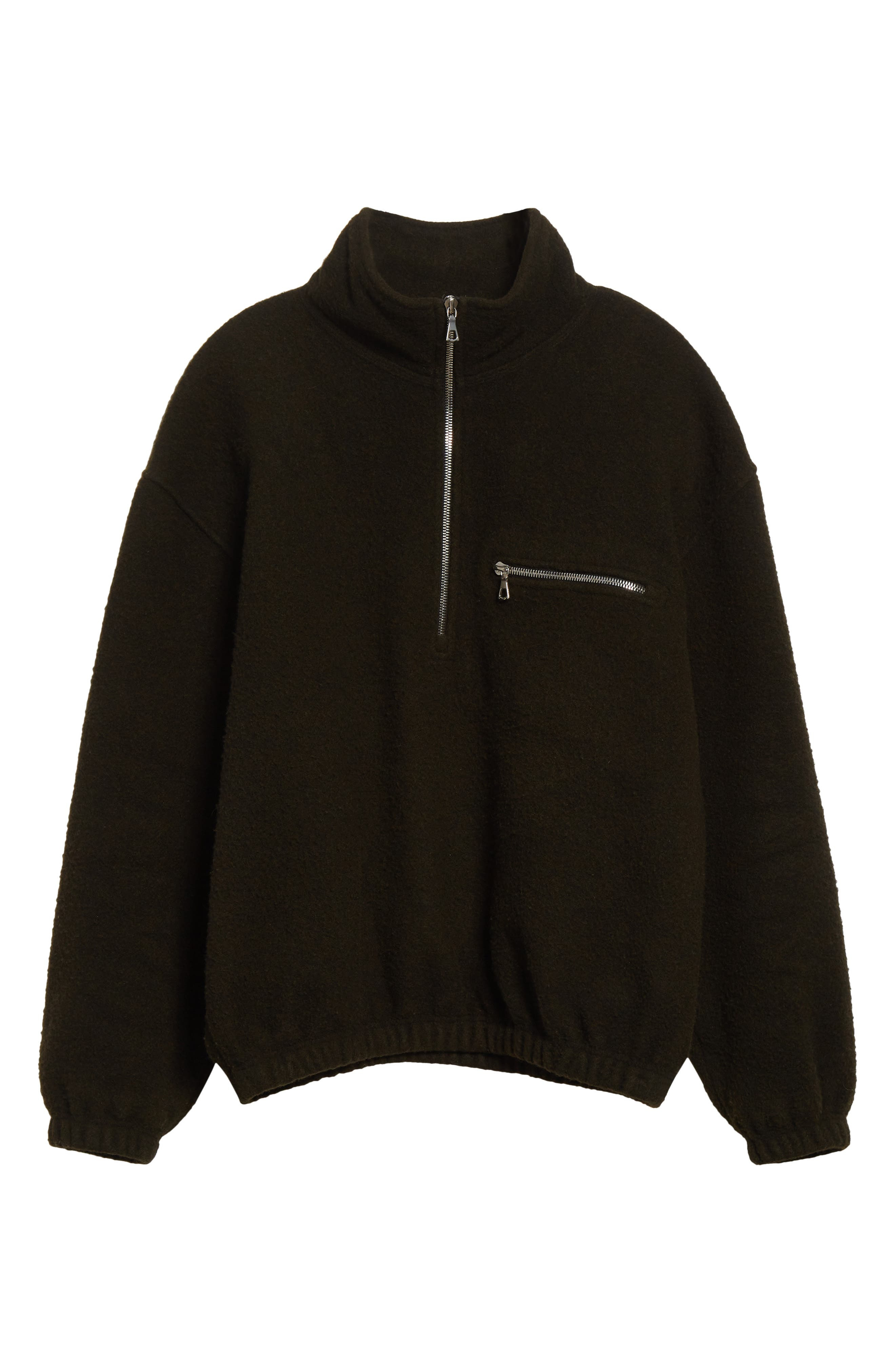 RIER Wool Fleece Half Zip Sweatshirt in Tourbe Fleece at Nordstrom - 7