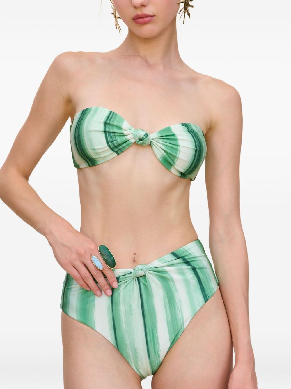 Oswin painted-stripe bikini top - 2