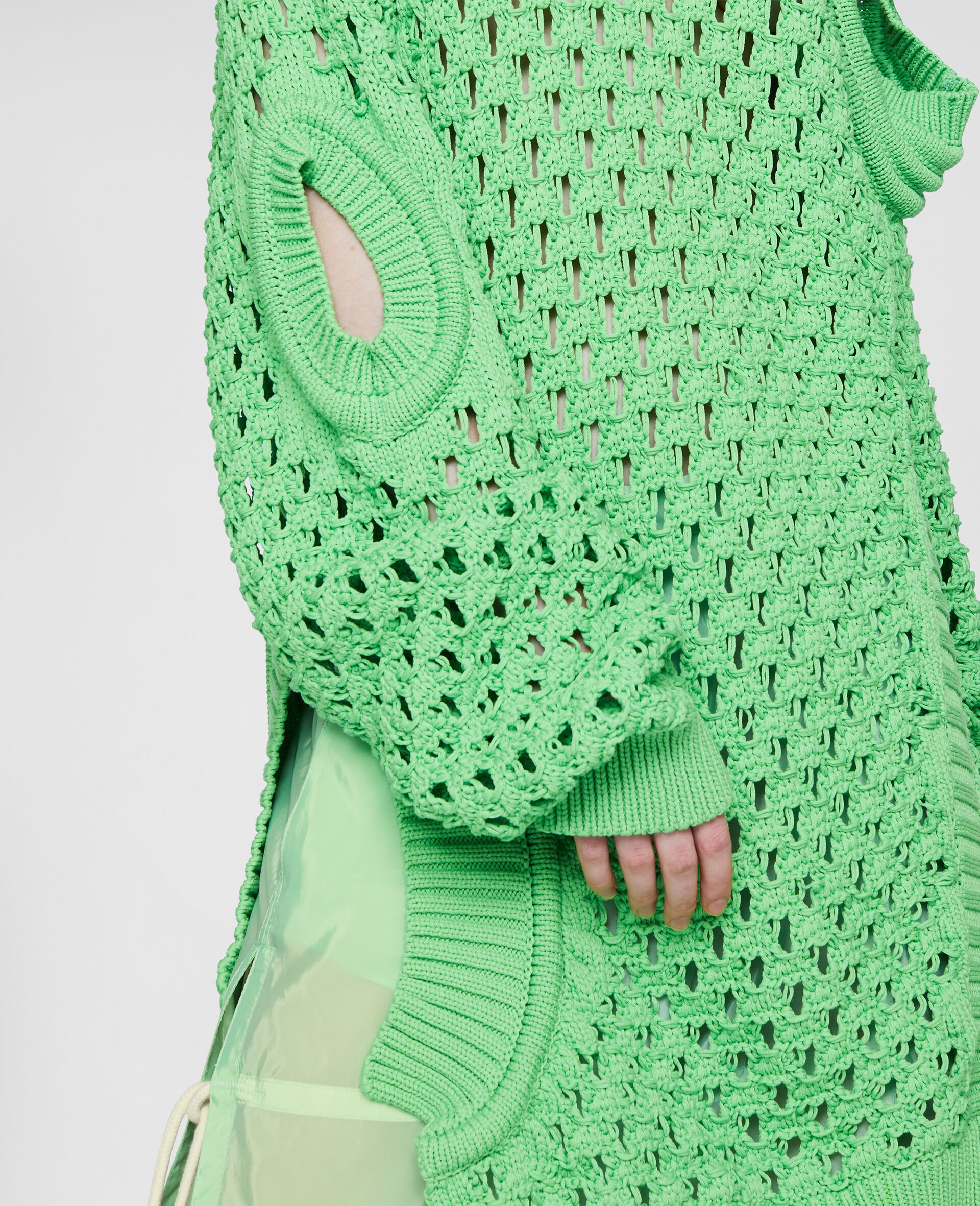 Oversized Textured Mesh Sweater - 4
