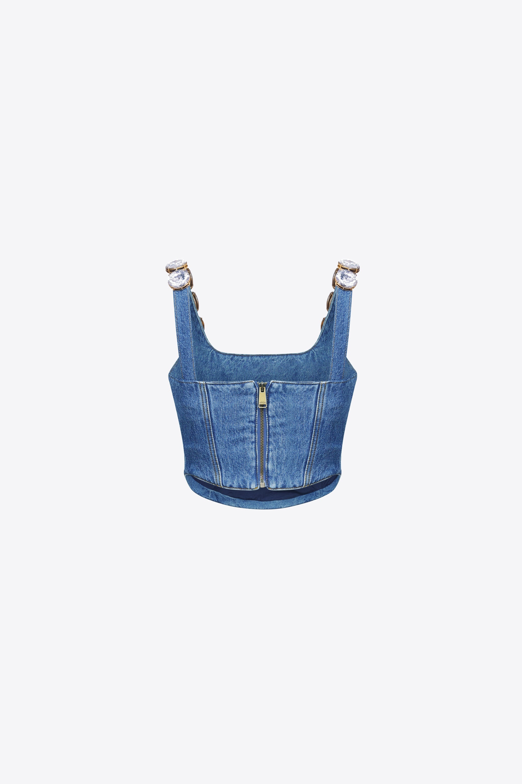 JUMBO CRYSTAL DENIM CORSET TOP - 2