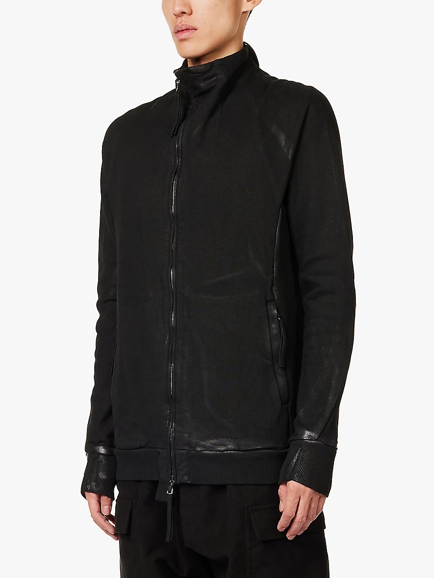 Faded-wash funnel-neck organic-cotton jacket - 3