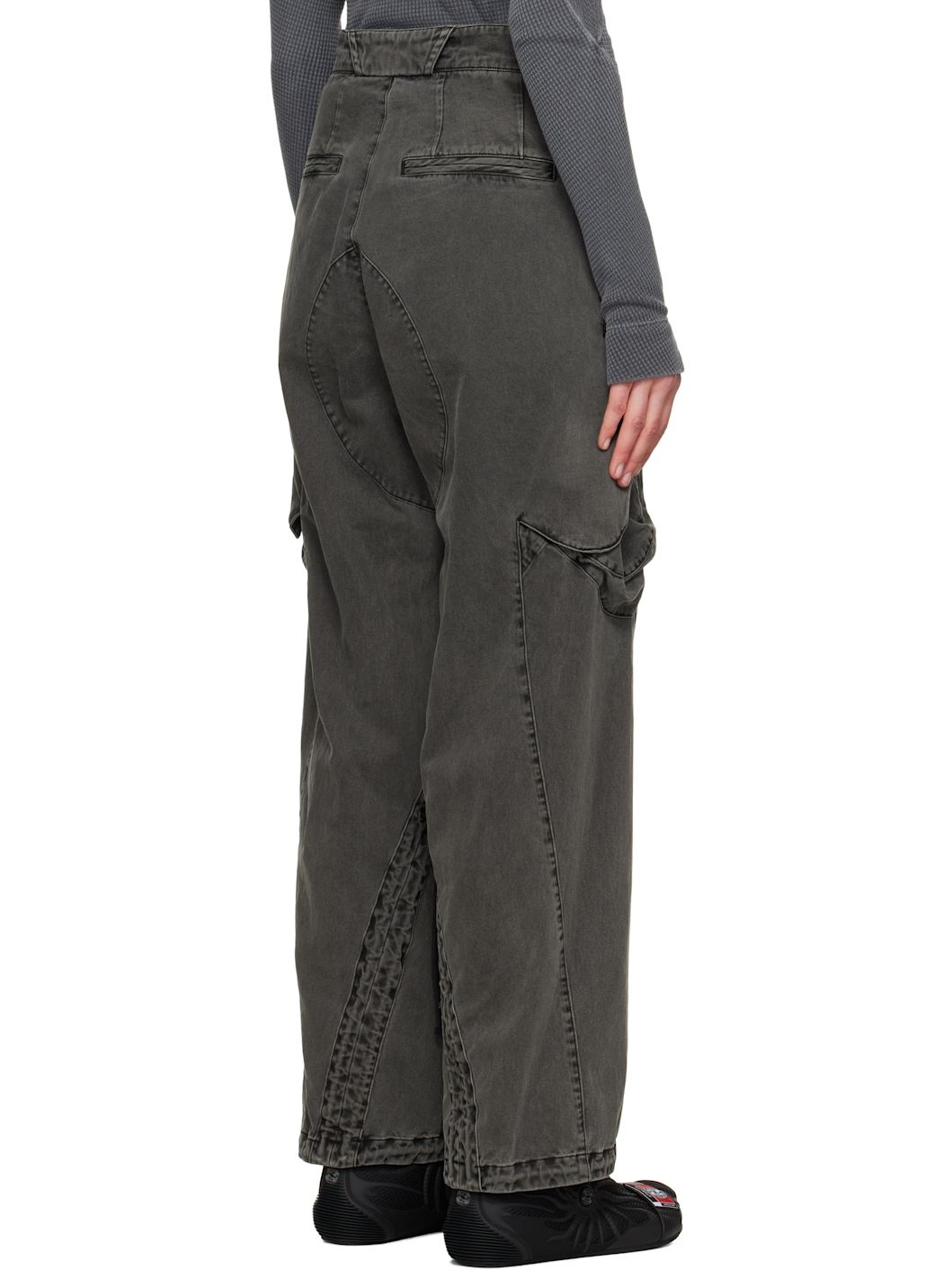 Gray Dyed Cargo Pants - 3