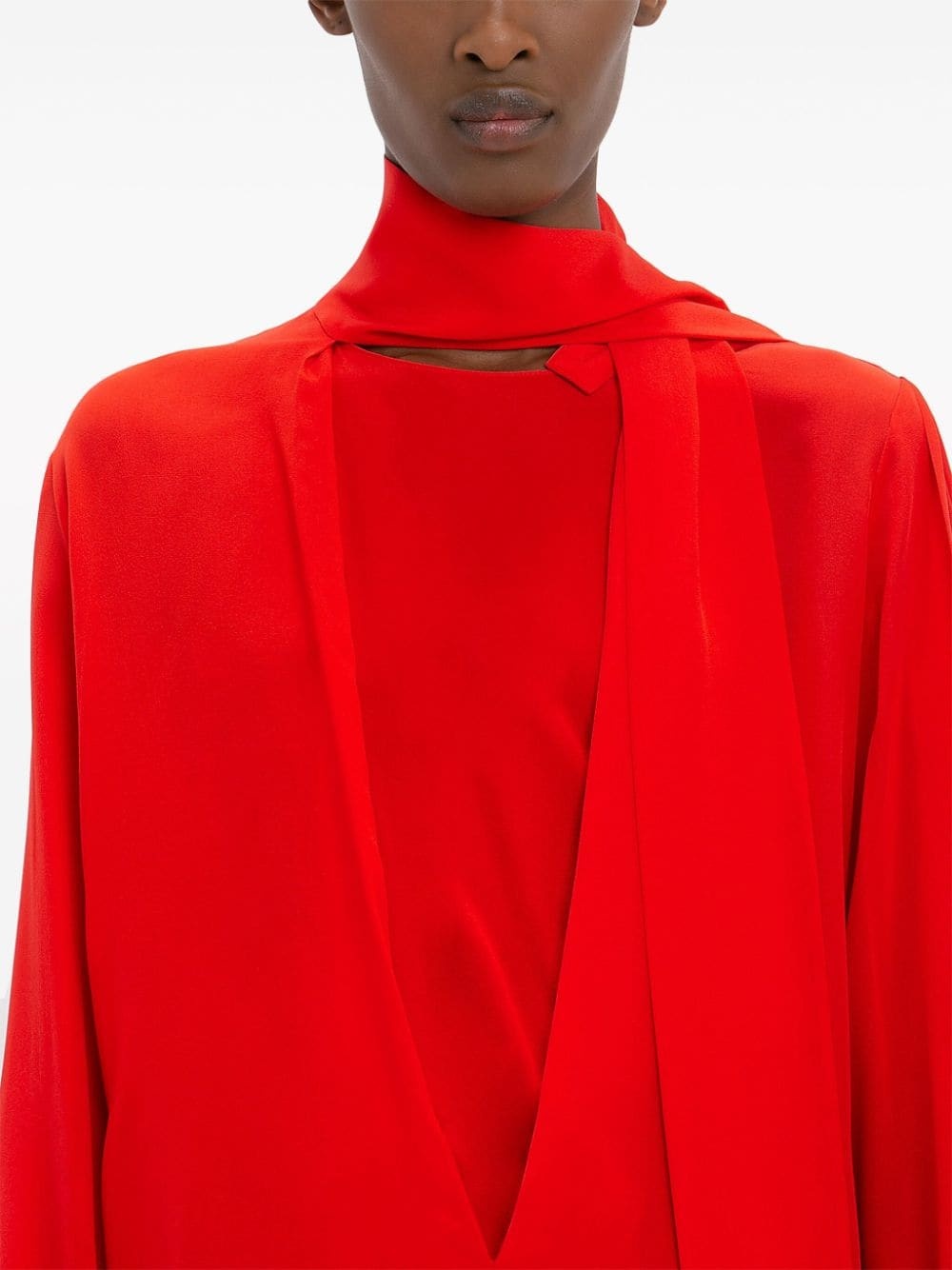 scarf-detail silk blouse - 7