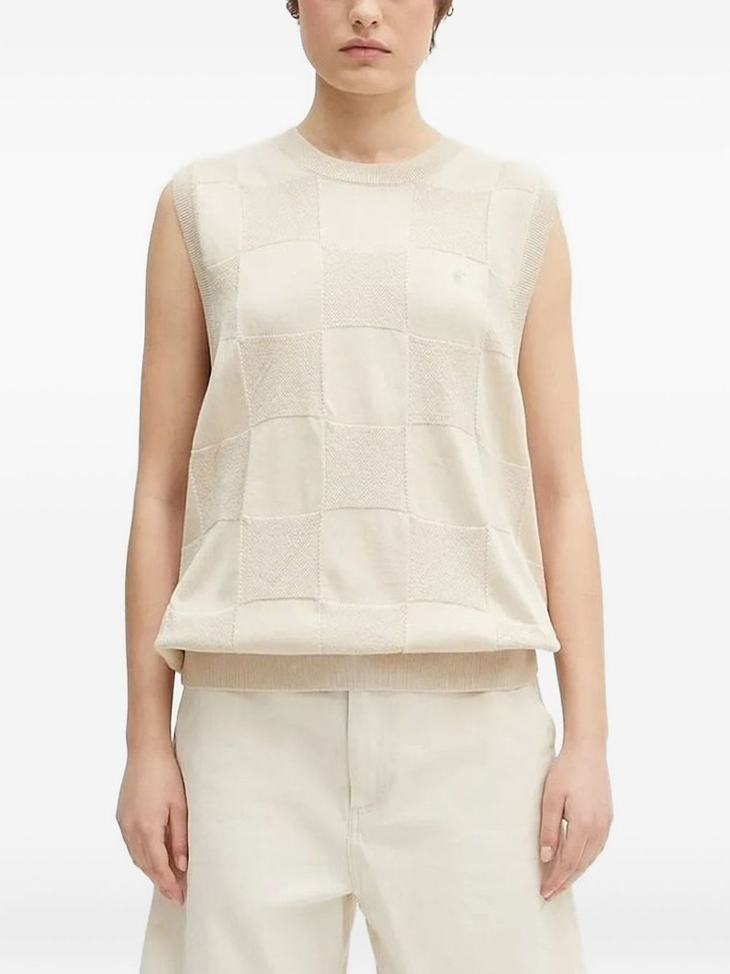 checked sleeveless knitted top 1