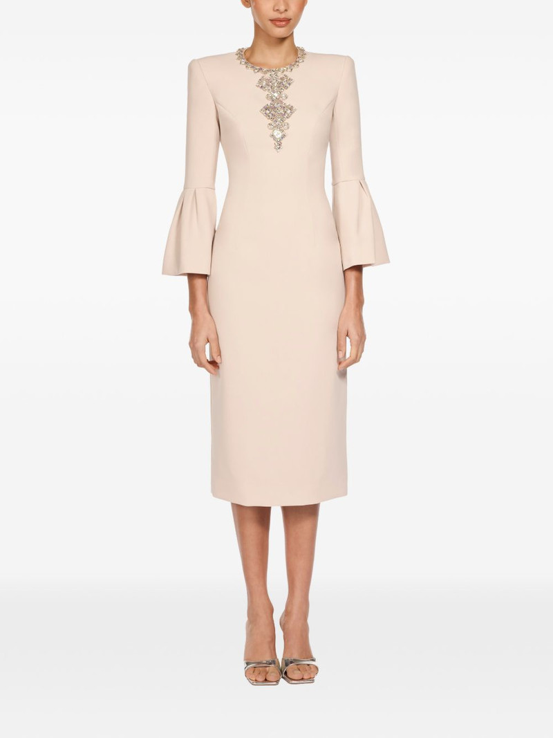 JENNY PACKHAM Margoni front-embellished bell-sleeve midi dress outlook